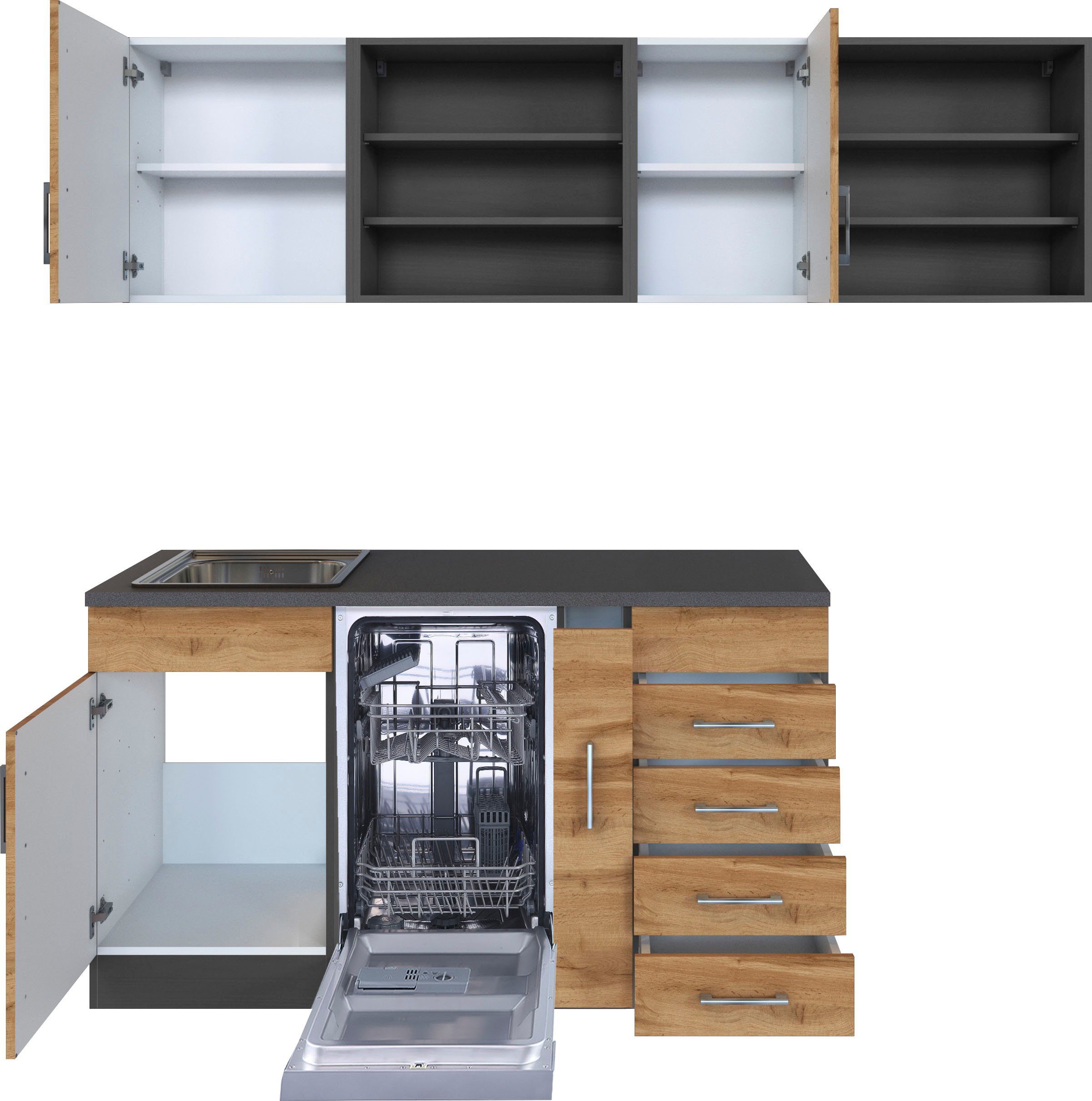 KOCHSTATION Küche KS-Mali, Stellbreite 210/110 cm, mit E-Geräten