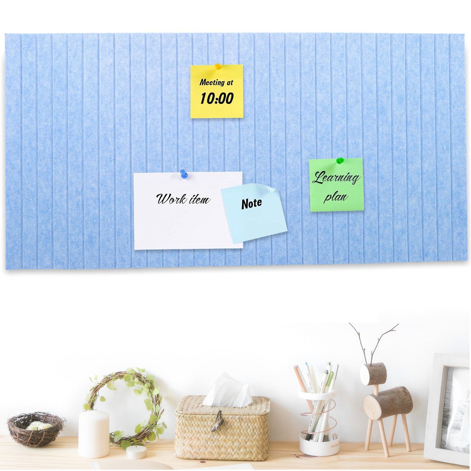 BlingBin Pinnwand Filz Pinnwand Selbstklebend Faltbare Fototafel Memotafeln, (1 Stück, 1-tlg., 60*40cm), Wanddekoration vision board für Büro Küche,Fotos Memos,hellblau