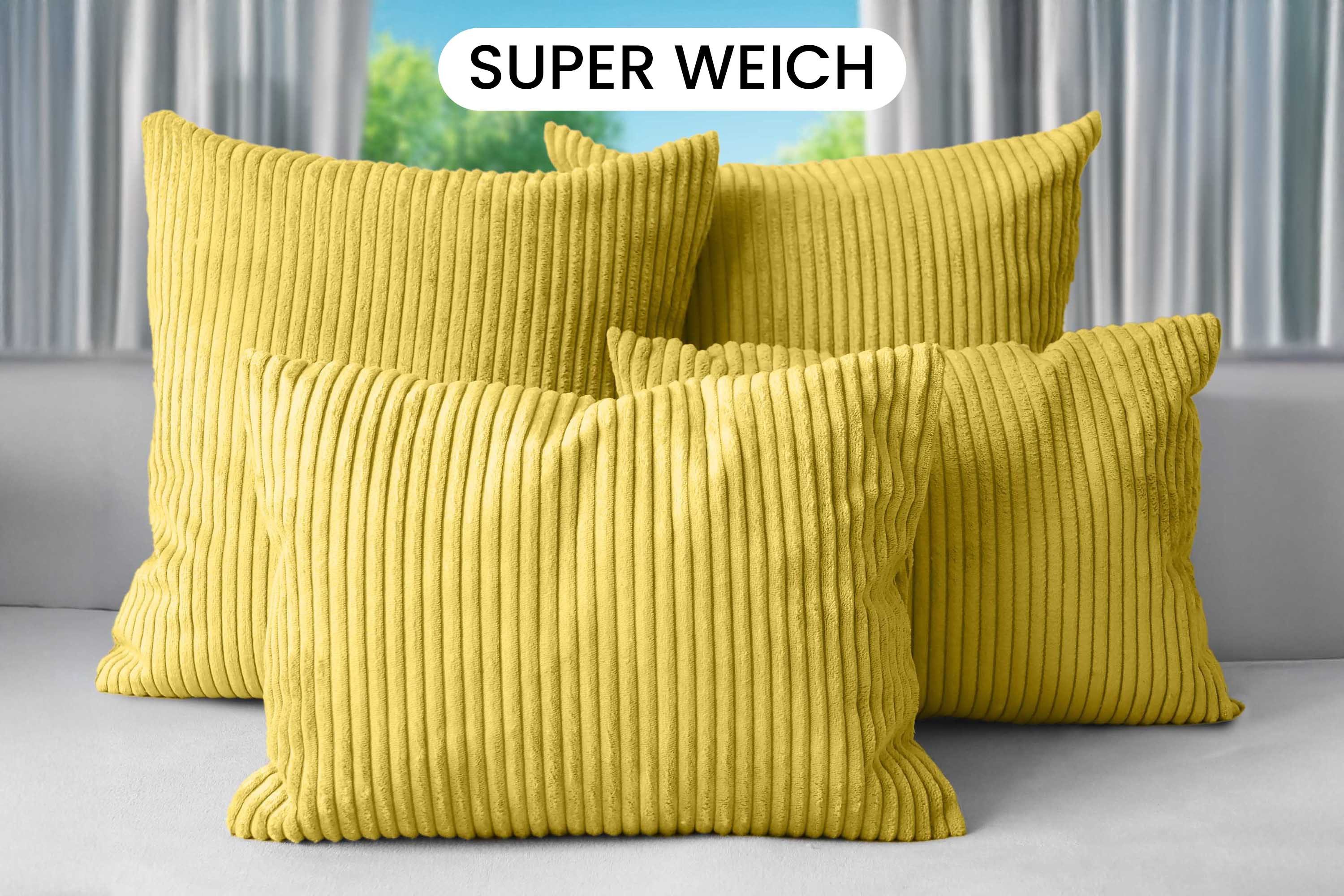 Amilian Dekokissen Sofakissen Cord-Optik 4er Set mit Füllung 2x 40x40 + 2x 35x45 cm, mit Füllung, Hotelverschluss, formstabil