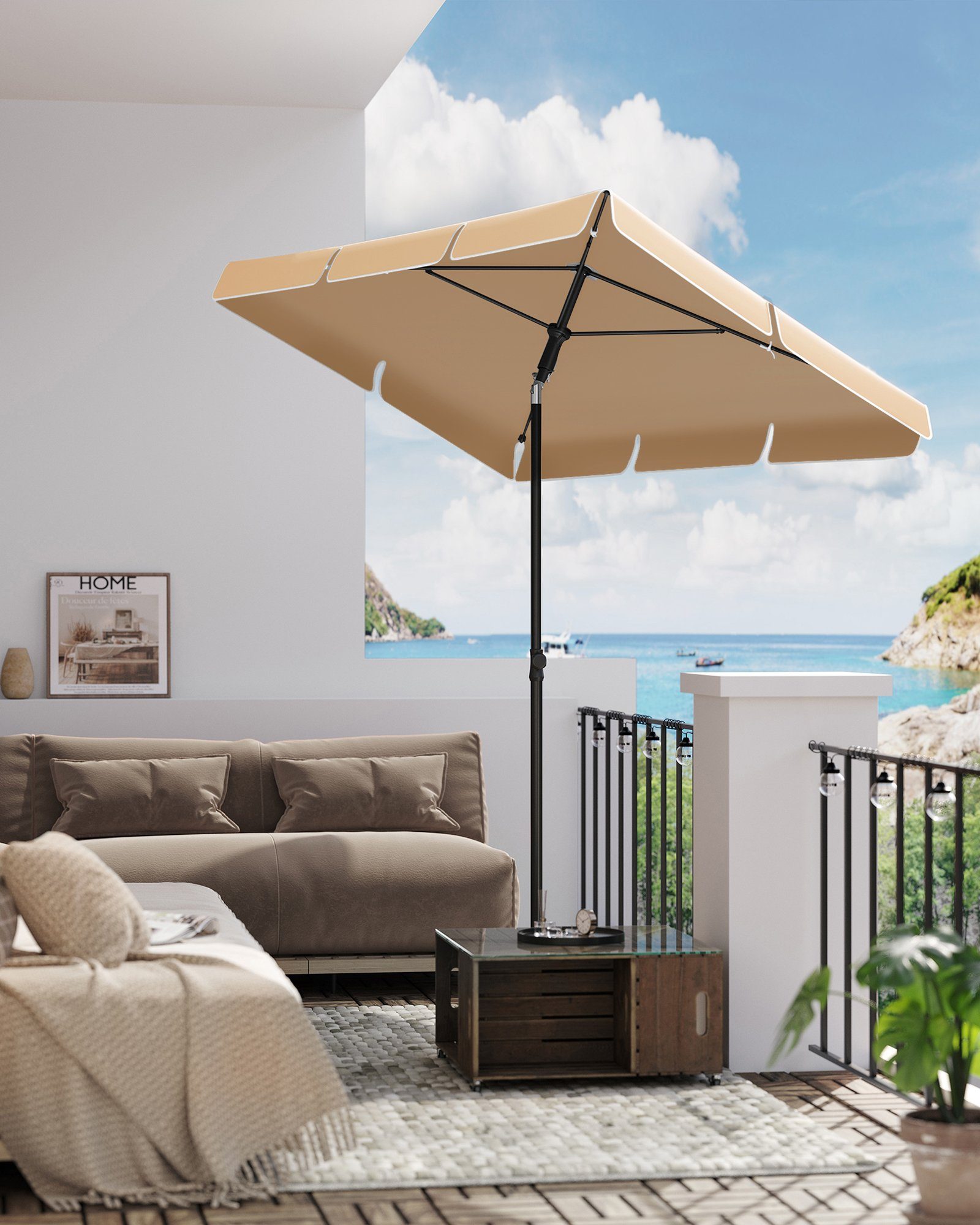 SONGMICS Sonnenschirm, LxB: 200,00x125,00 cm, Balkonschirm, günstig online kaufen
