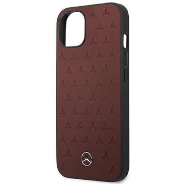 Mercedes Handyhülle Case iPhone 13 Mini Cover Echtleder rot geprägt