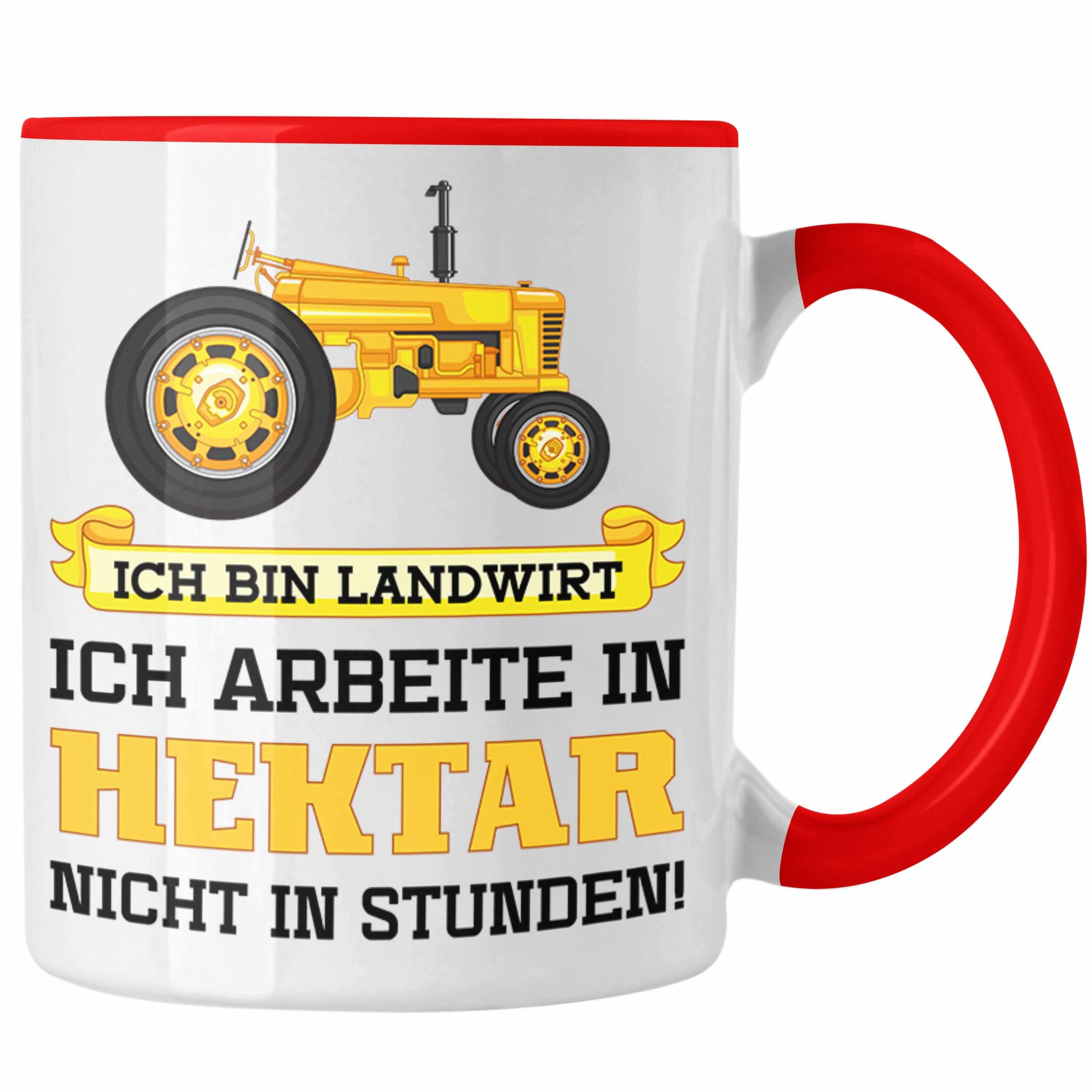 Trendation Tasse Trendation - Landwirt Geschenk Tasse Landwirtschaft Geschenke für Männer Traktor Spruch Kaffeetasse Rot