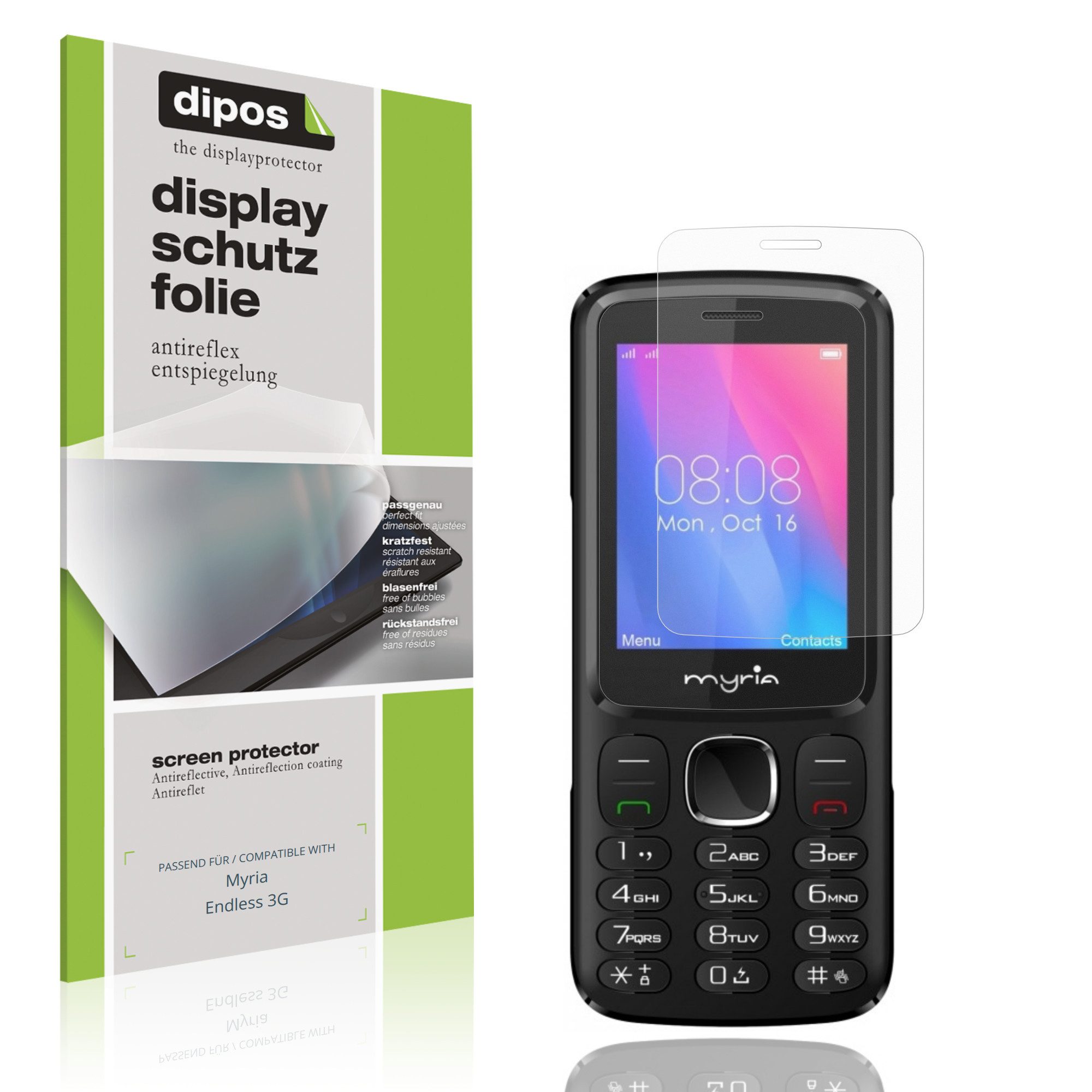 dipos Displayschutzfolie Schutzfolie für Myria Endless 3G, 4 Stück, Displayschutz Schutz Folie Made in Germany