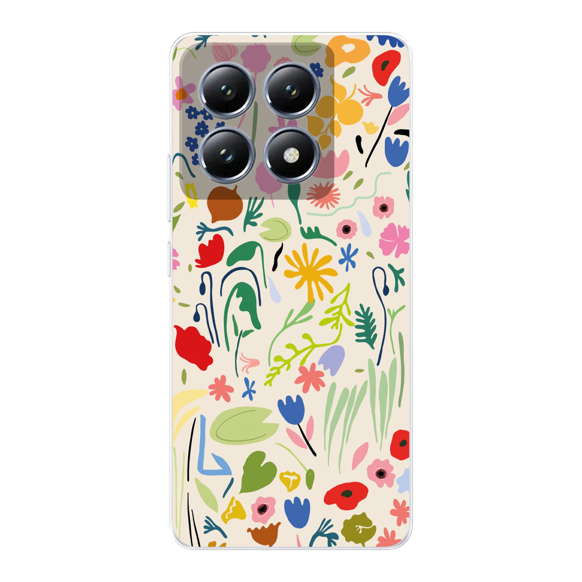 MuchoWow Handyhülle für Xiaomi 14T Blumen - Muster - Pflanzen, Handy Case, Silikon, Bumper Case Dünn