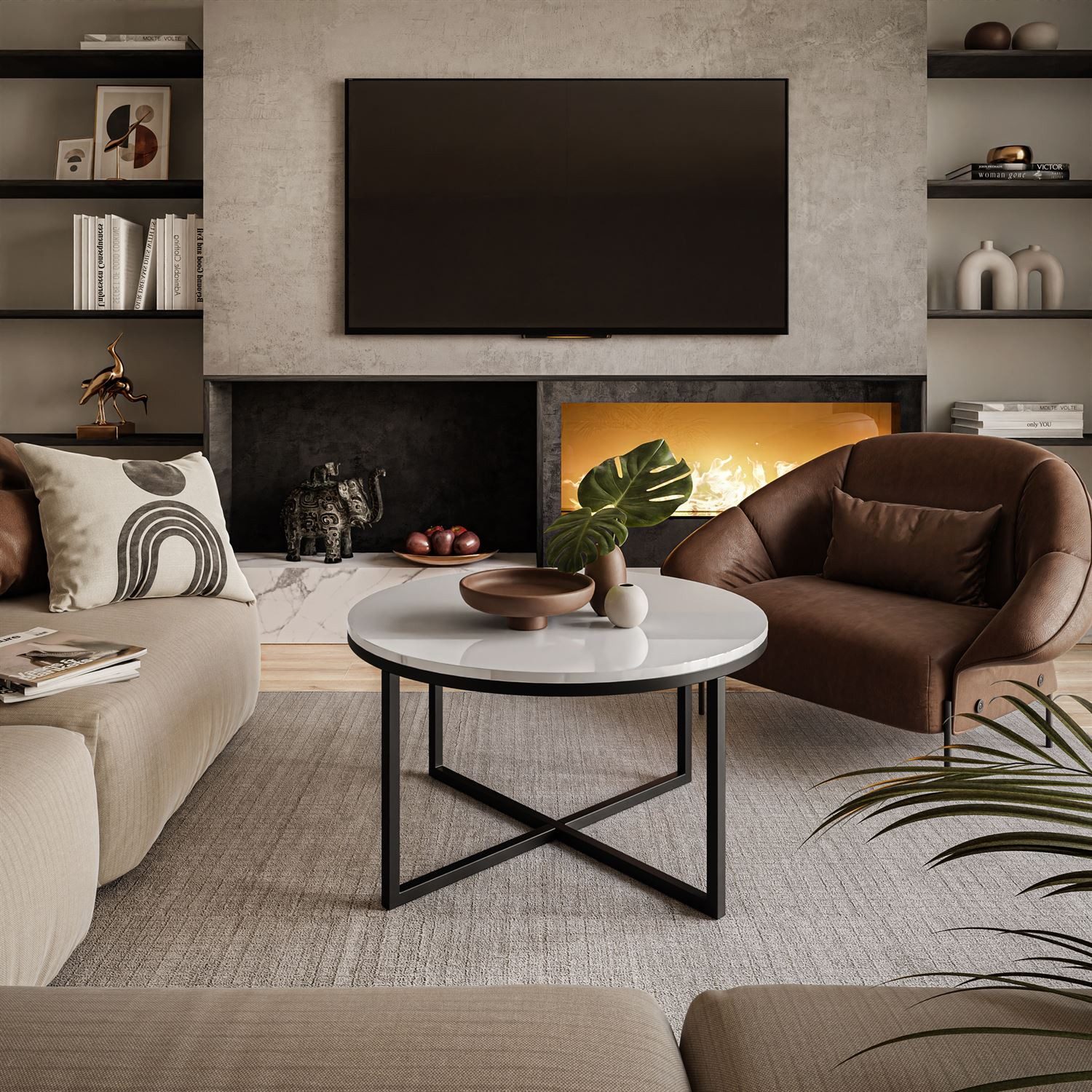 Lookway Couchtisch Runder Couchtisch CIRI-X Hochglanz günstig online kaufen
