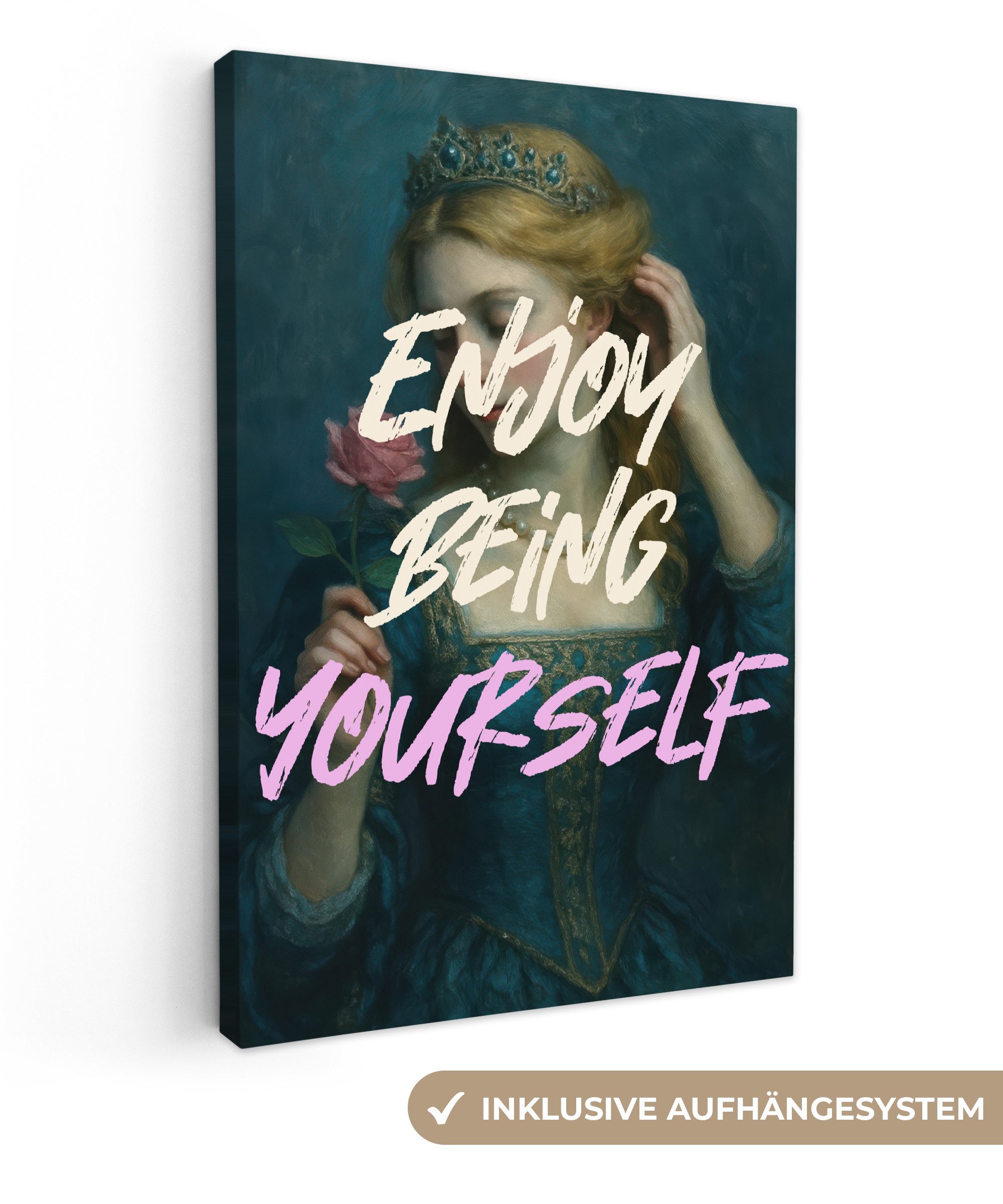 OneMillionCanvasses® Leinwandbild Frau - Rose - günstig online kaufen