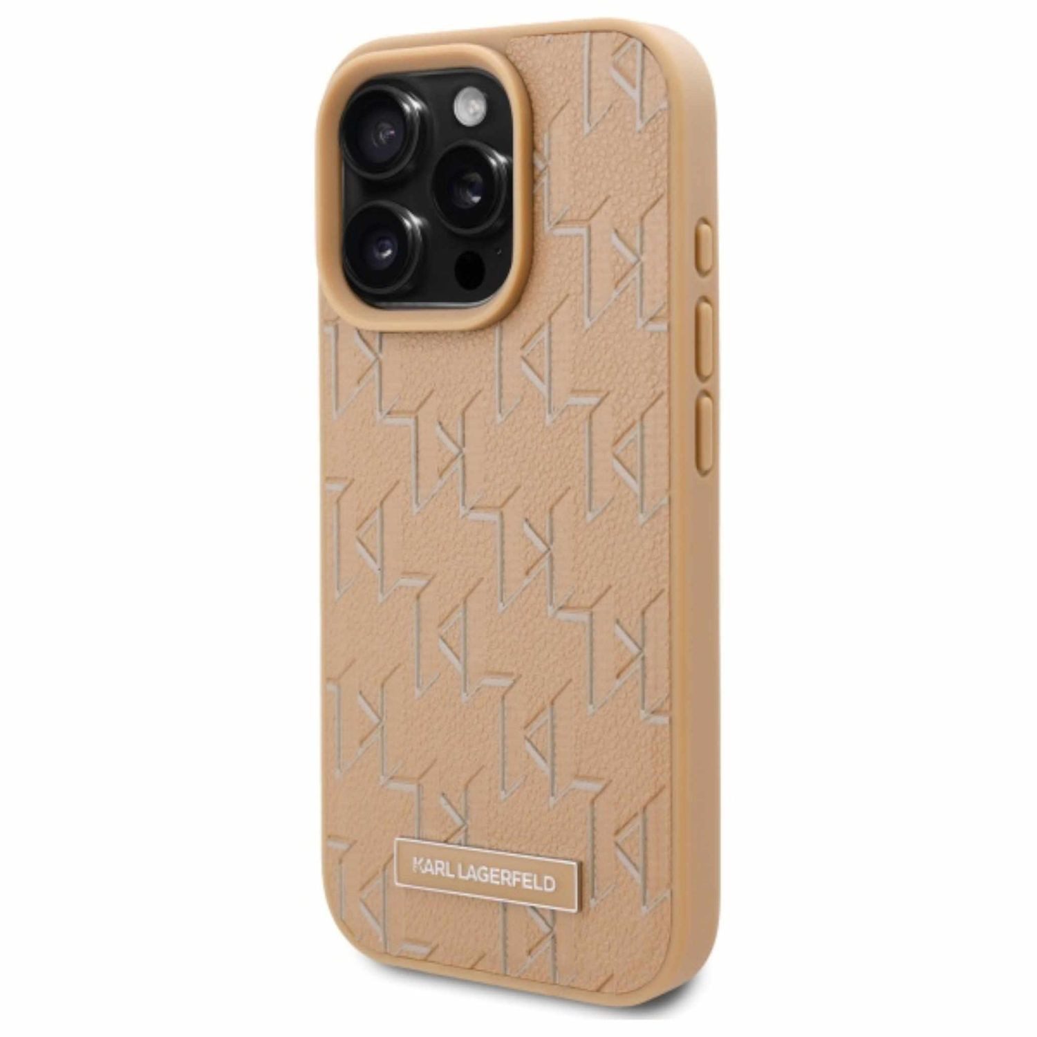 KARL LAGERFELD Smartphone-Hülle Karl Lagerfeld Apple iPhone 16 Pro Monogram Metal Logo MagSafe Hülle