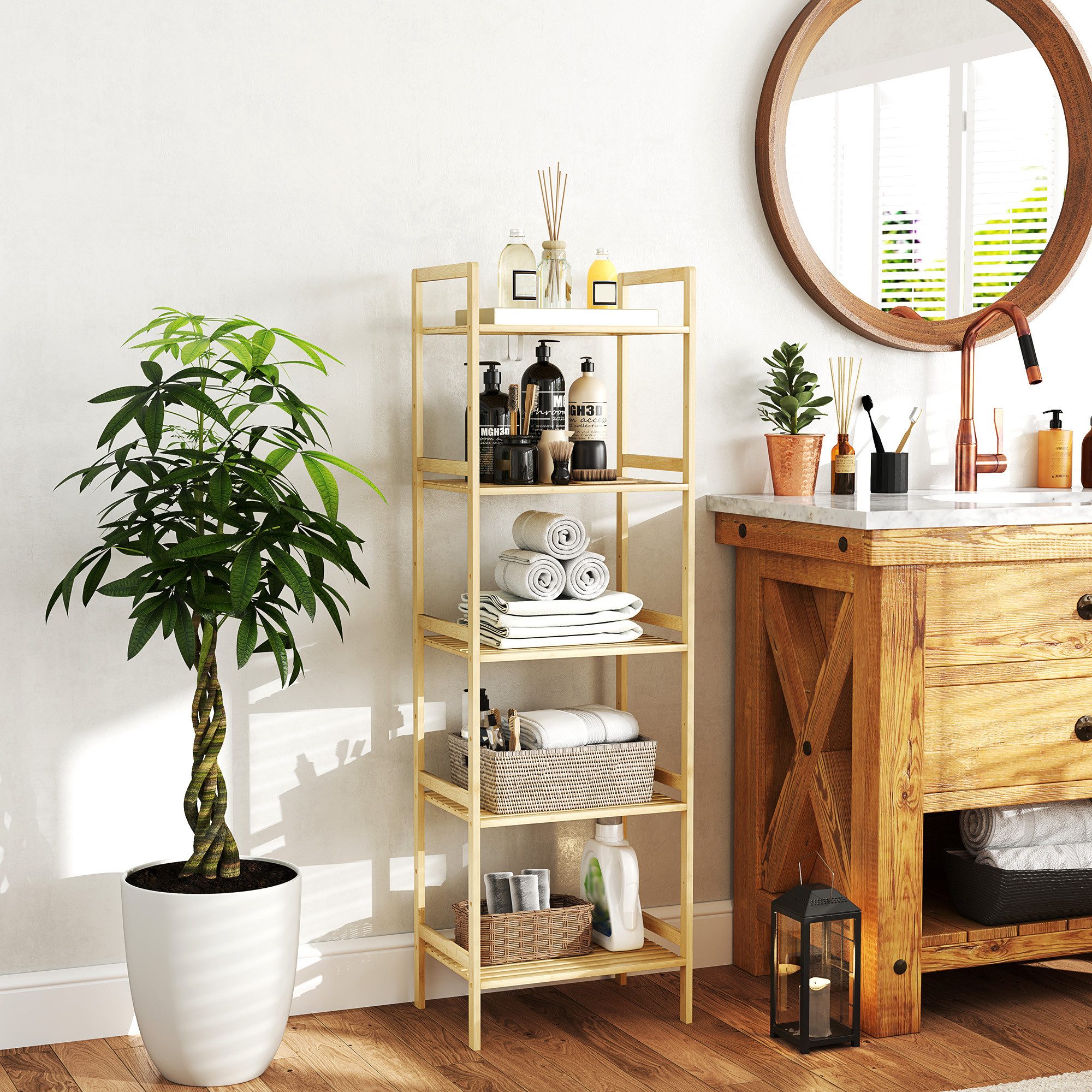 HOMCOM Badregal Badezimmerregal mit 5 Ebenen, günstig online kaufen