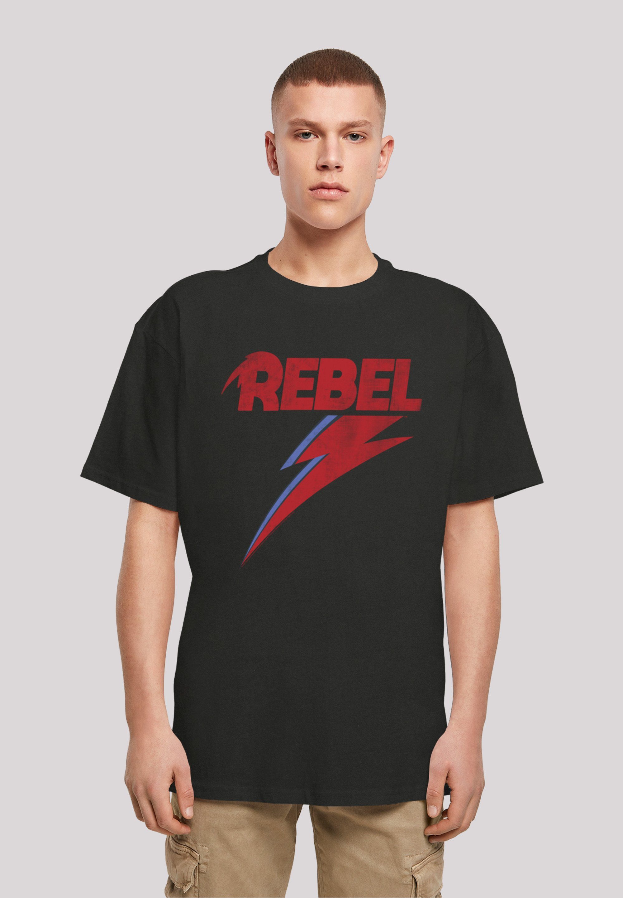 F4NT4STIC T-Shirt David Bowie Rock Music Band Distressed Rebel Print schwarz