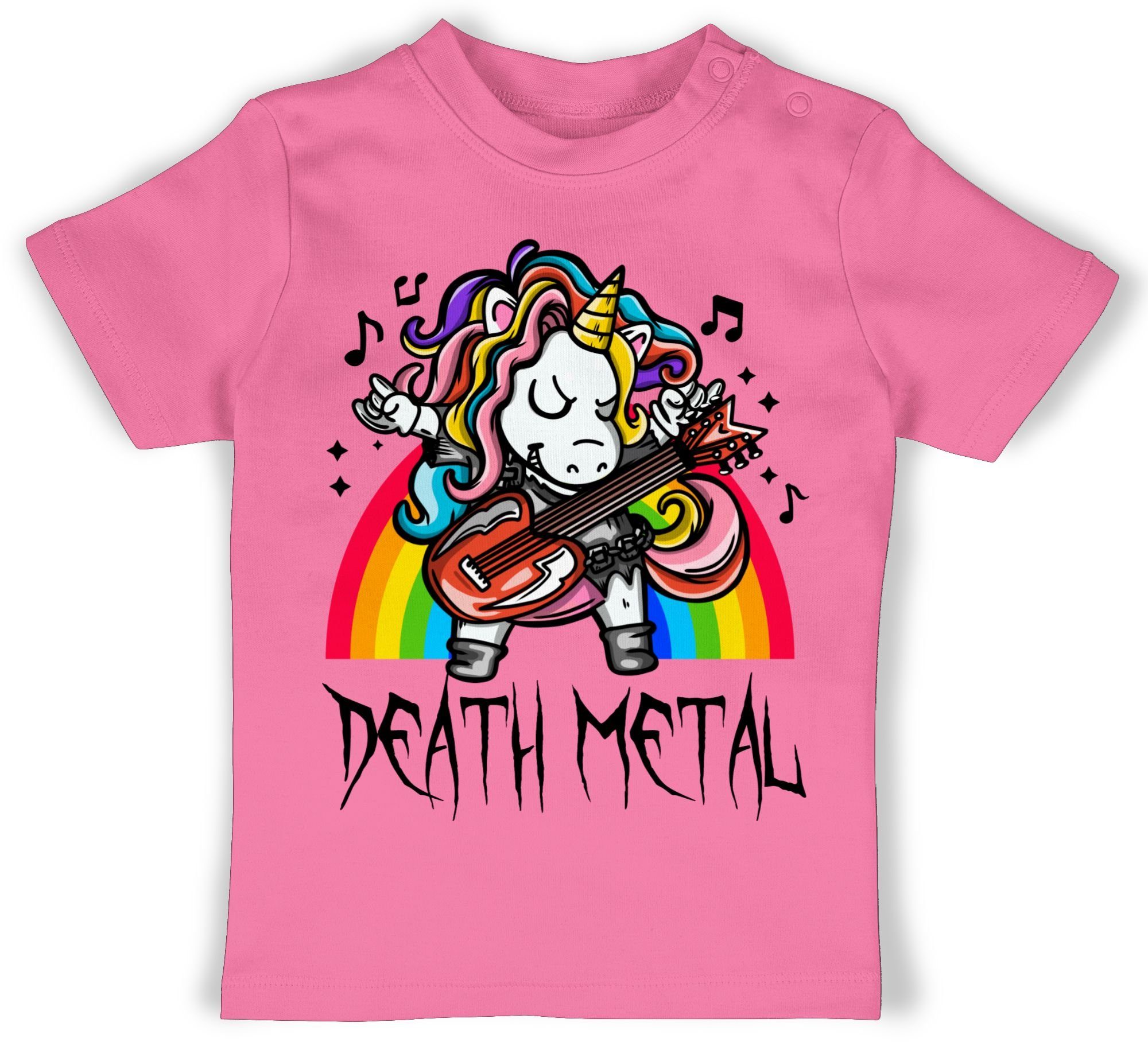 Shirtracer T-Shirt Death Metal Einhorn - Unicorn Sprüche Baby 1 Pink