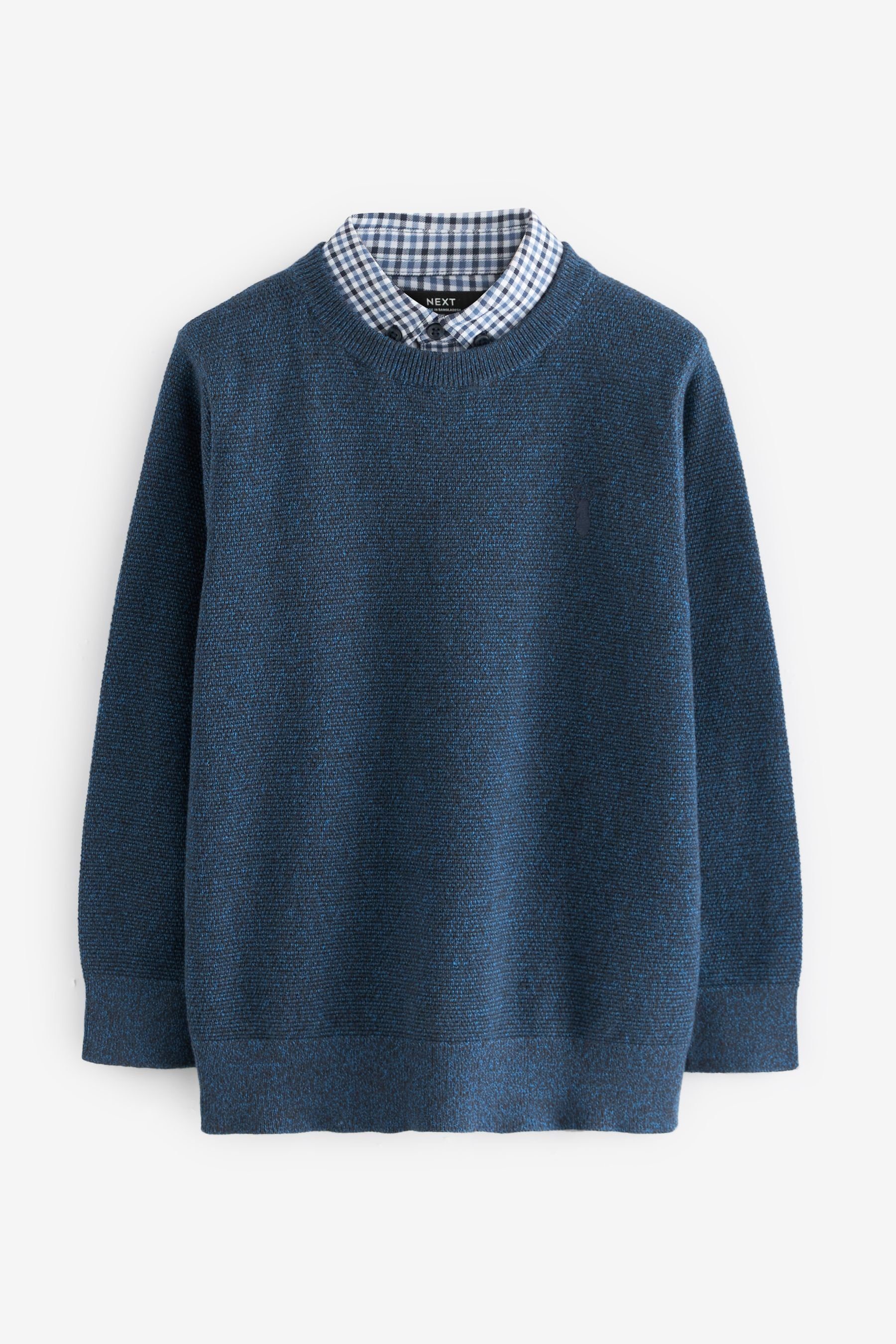 Next 2-in-1-Pullover Pullover mit Vichykaros und Hemdlage (1-tlg)