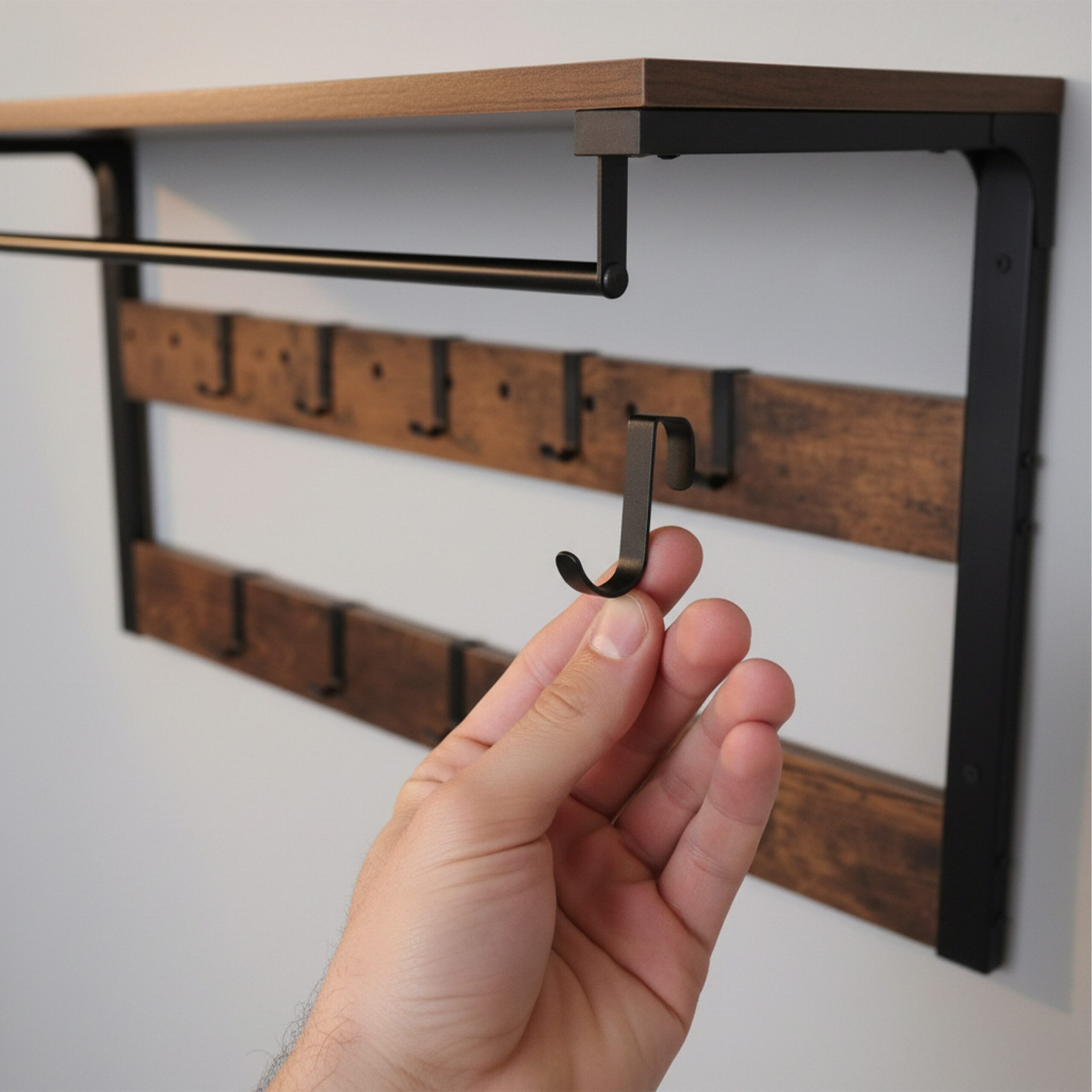 relaxdays Wandgarderobe mit 10 Haken & Ablage (10 St) – Bild 5 von 5