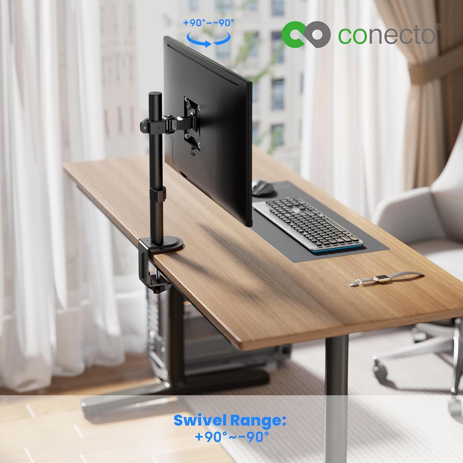 conecto Monitor-Halterung Schreibtischhalterung für 1 Monitor, (bis 32 Zoll, drehbar: 360)