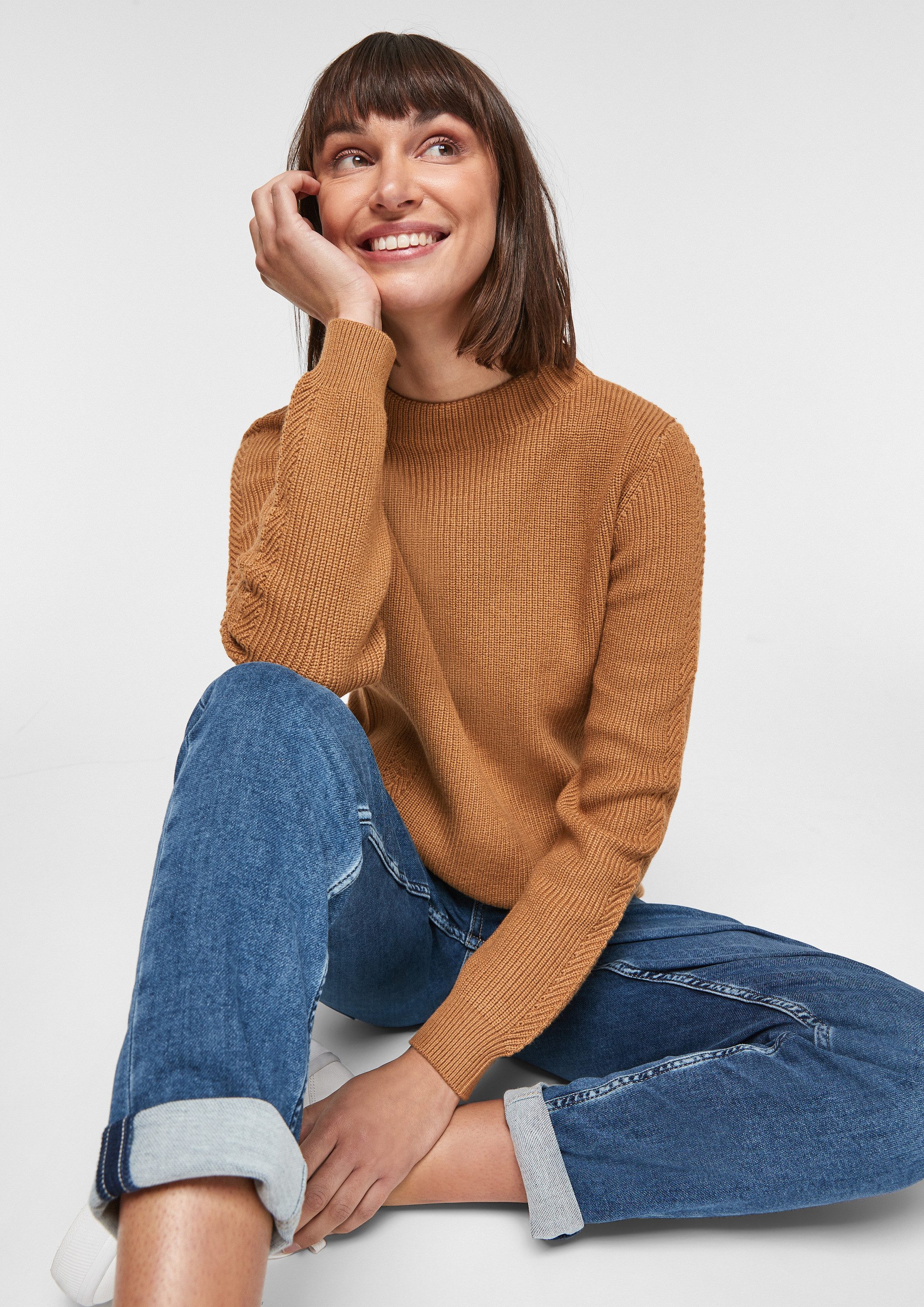 s.Oliver Longpullover Strickpullover Strickpulli mit Stehkragen günstig online kaufen