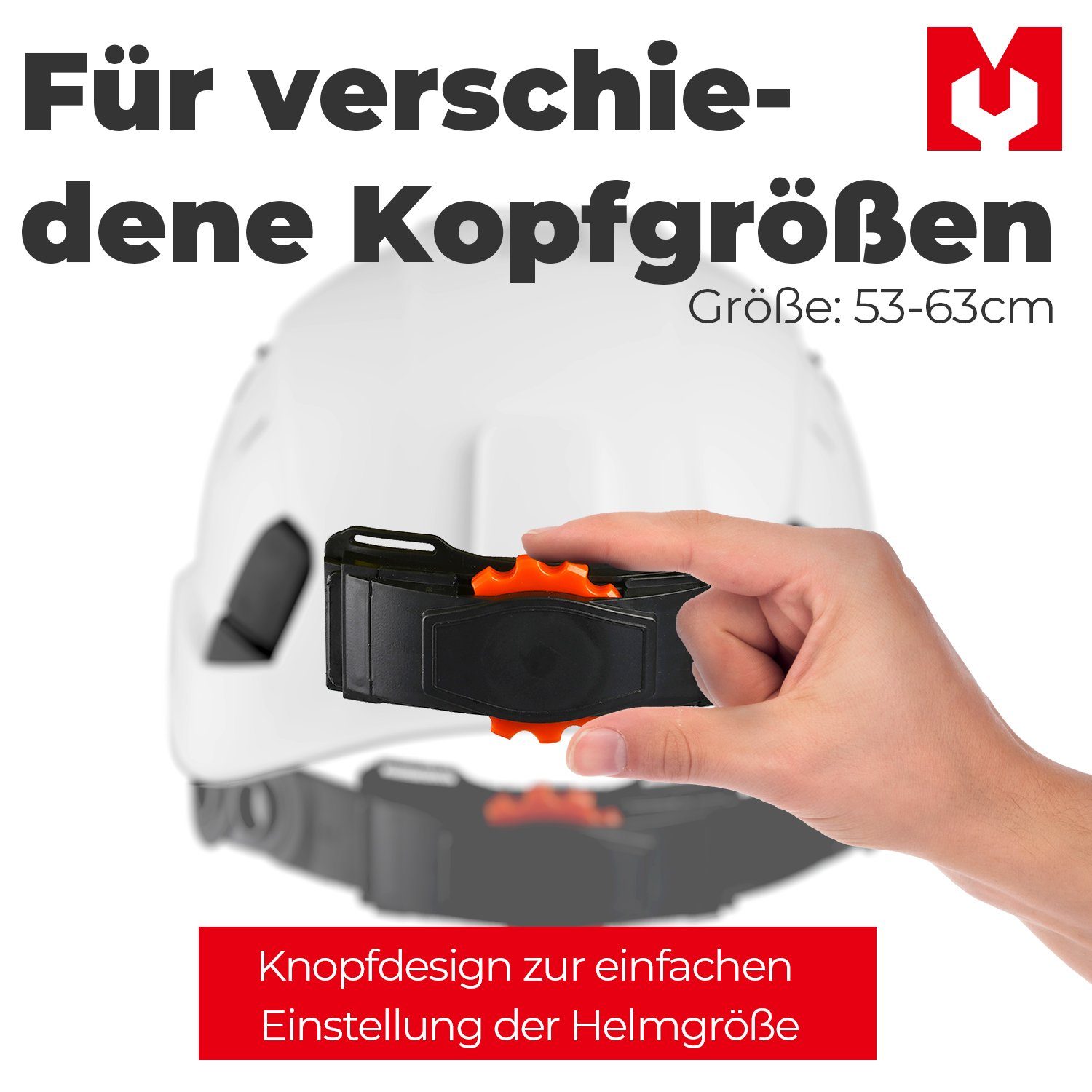 Mustbau Schutzhelm Arbeitshelm, EN397, ABS-Material, 53-63cm Verstellbarer Kopfumfang, Sicherheitshelm Bauhelm mit Anti-Beschlag-Brille und Schweißband