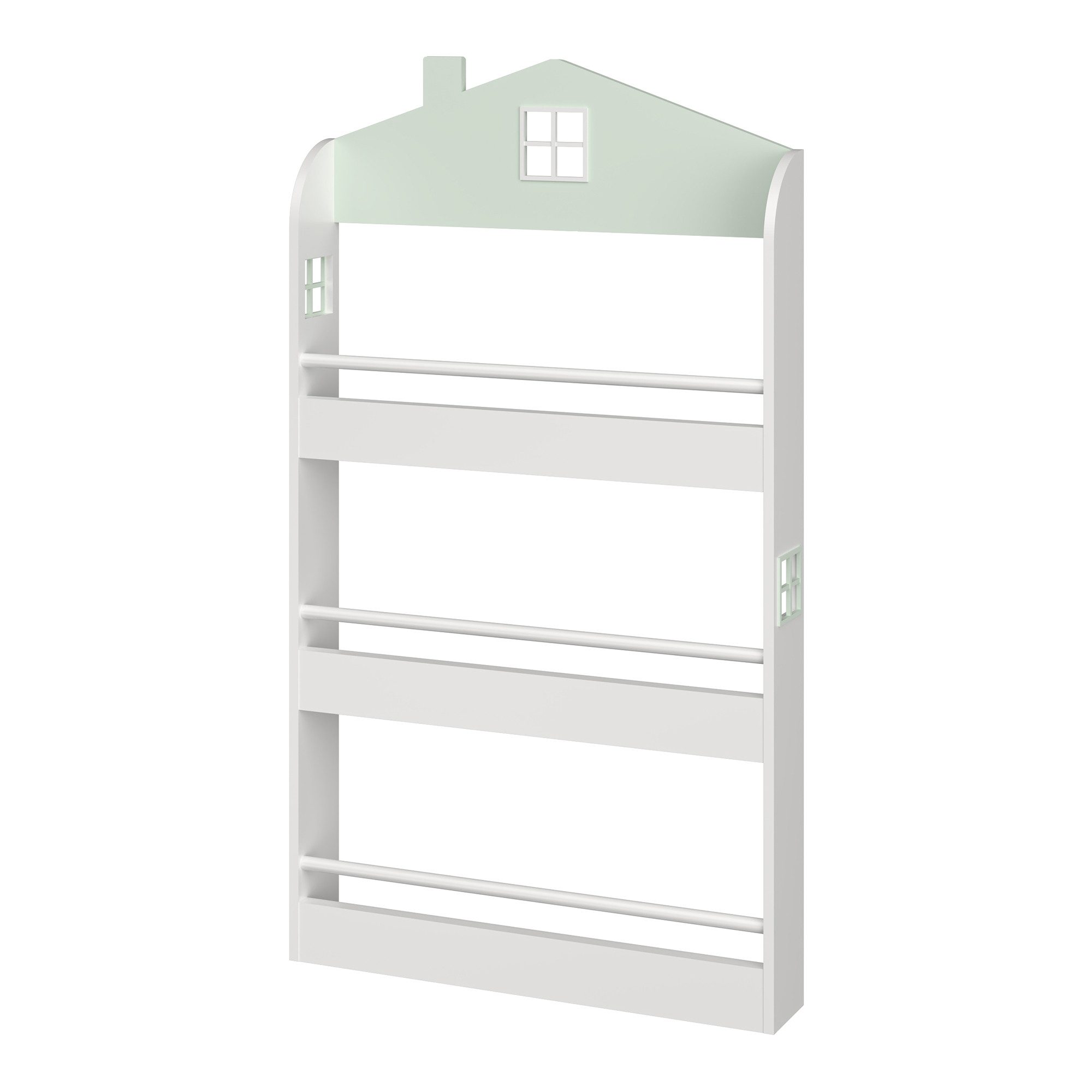 en.casa Kinderregal, »Vipsali« in Hausdesign 106 x 60 x 12 cm Mintgrün / Weiß