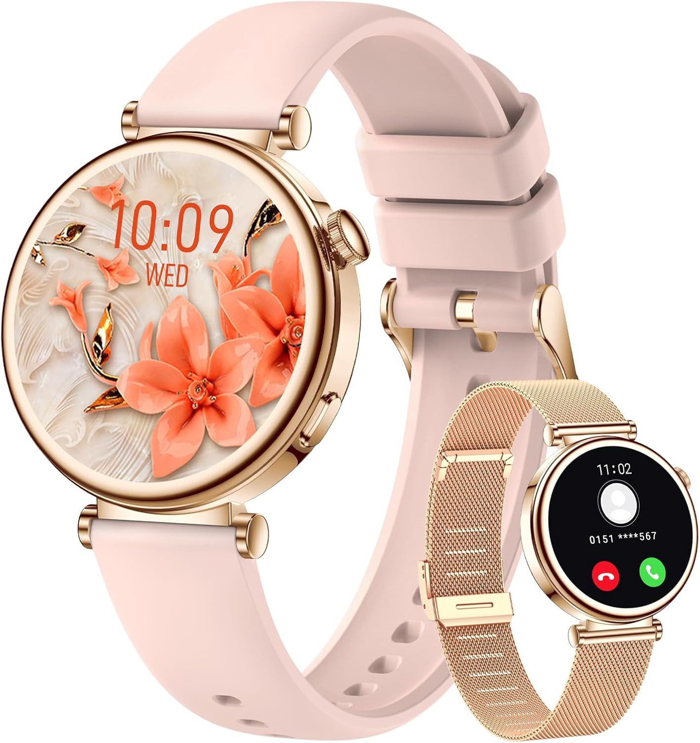 CIVO i109 Smartwatch (3,2 cm, android ios), Damen Smartwatch mit rundem 1.32" Display, Bluetooth Telefonie