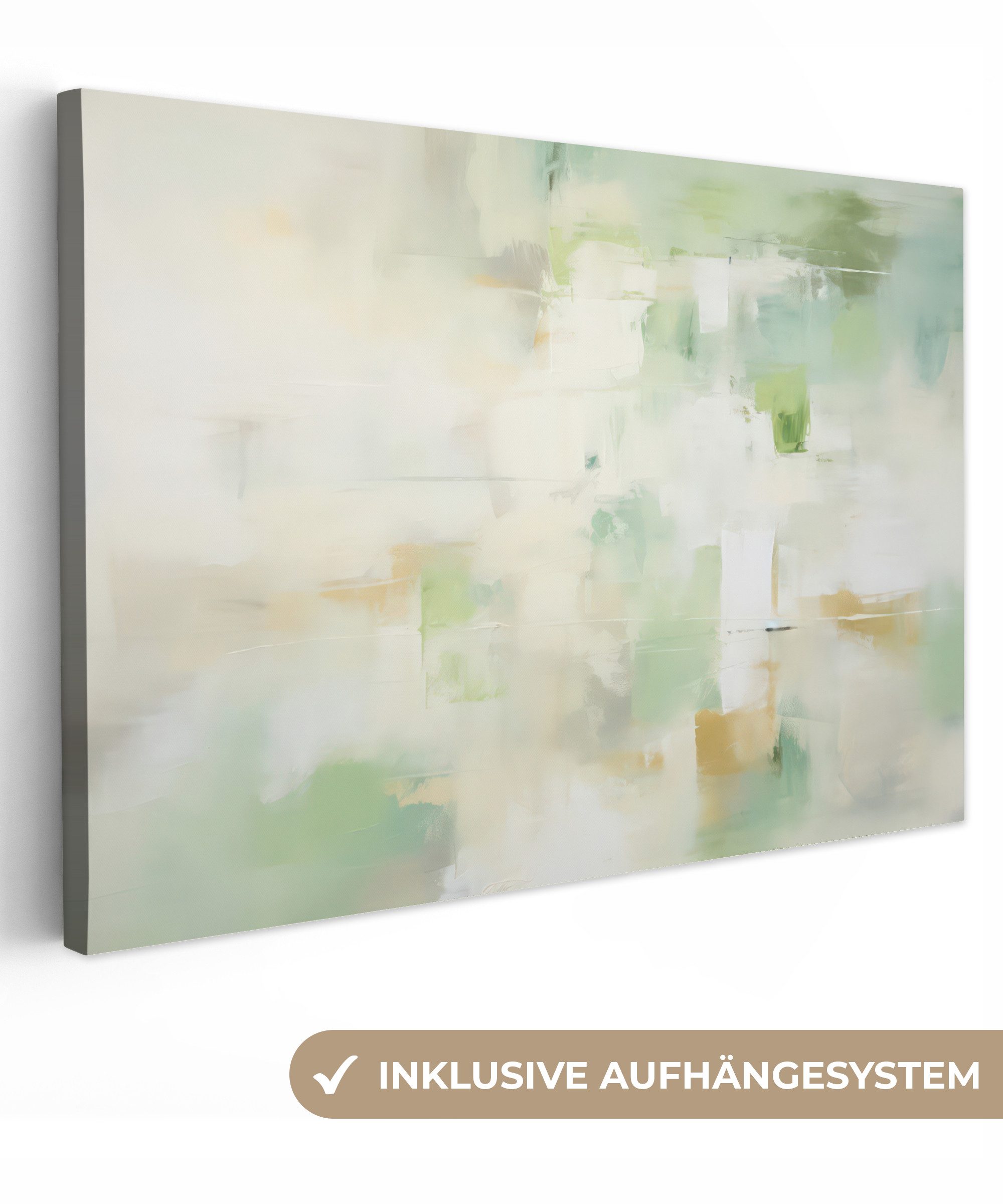 Leinwandbild Abstrakt - Kunst - Weiß - Grün - Modern