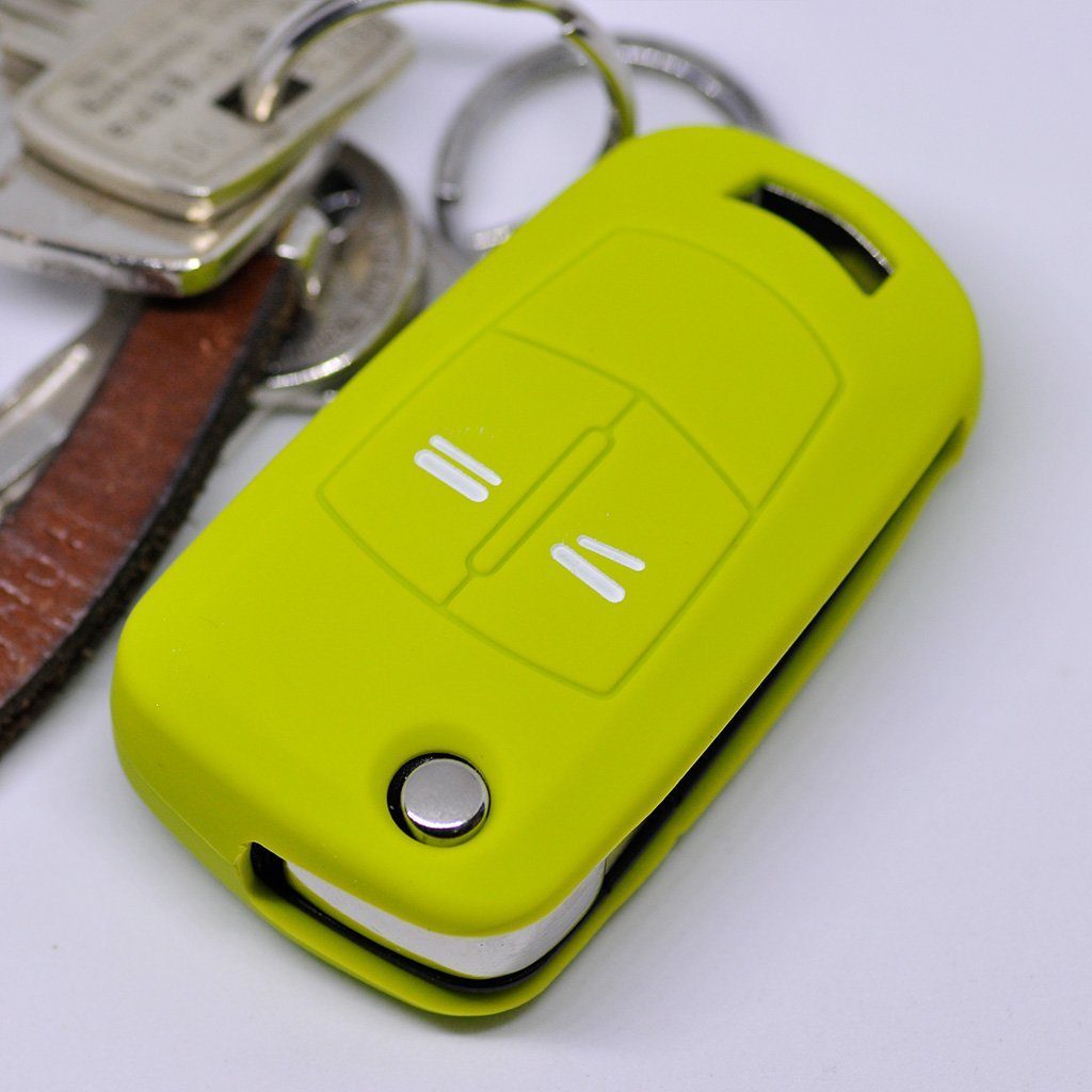 mt-key Schlüsseltasche Silikon Zafira Vectra OPEL Apfelgrün, Schlüssel Autoschlüssel Softcase 2008 Schutzhülle 2 Astra bis für Tasten Corsa Signum