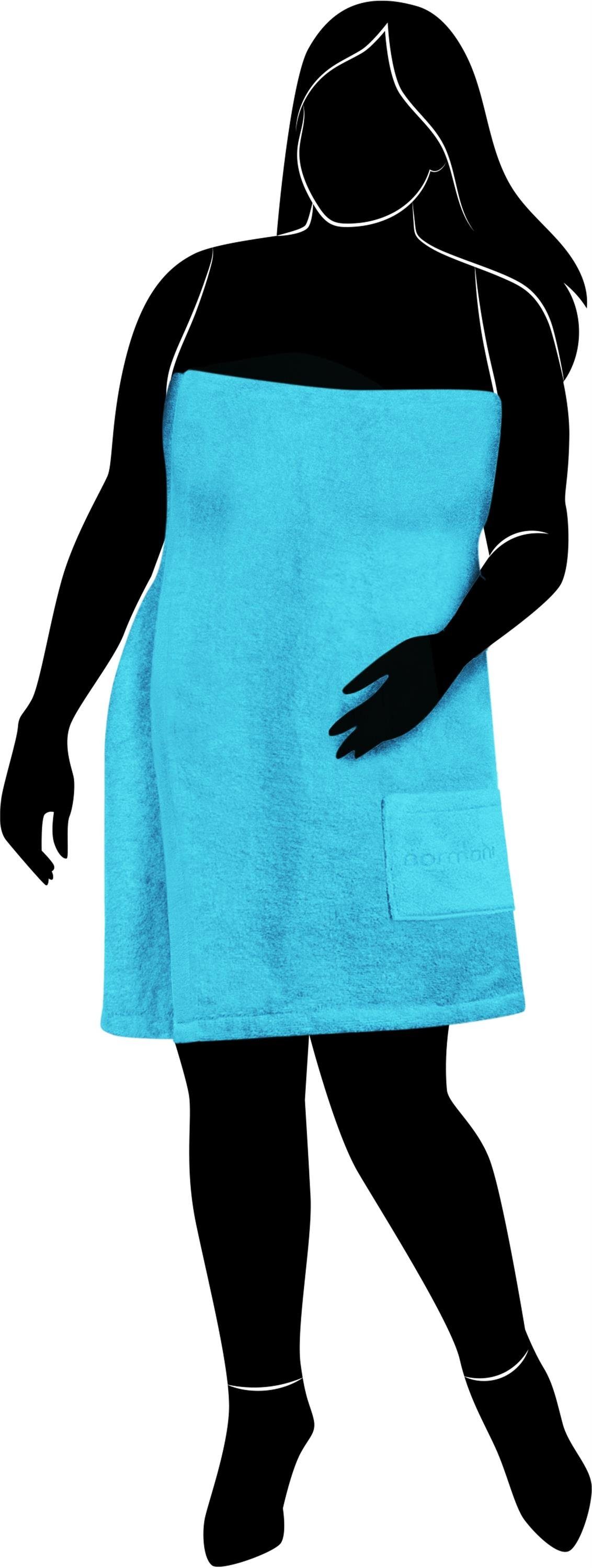 normani Saunatuch Saunakilt für extra groß, Saunahandtuch Damen Türkis (Größe XL-4XL) extra breit
