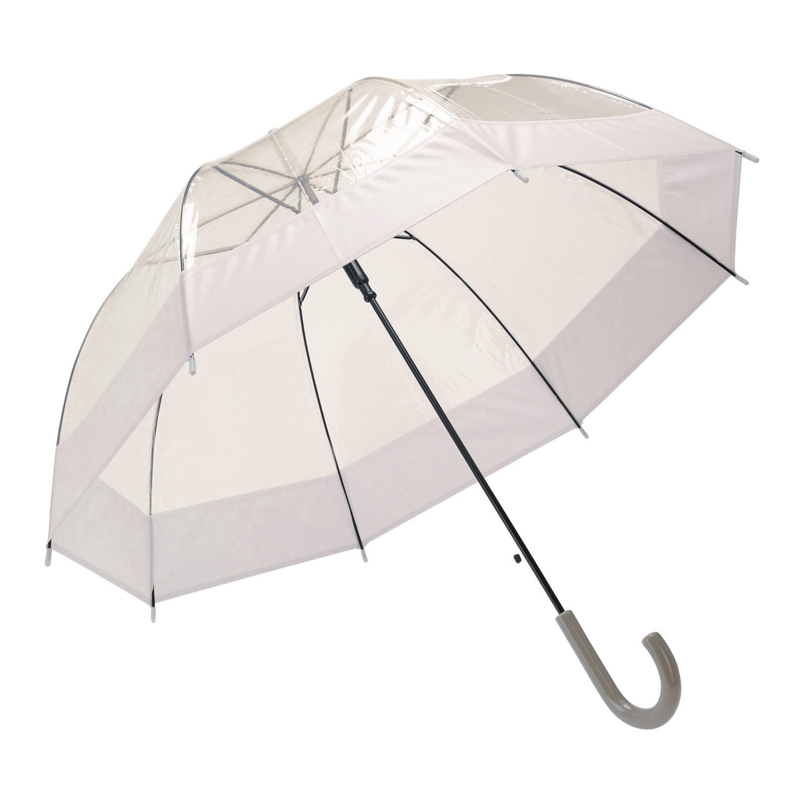 HAC24 Stockregenschirm Regenschirm Transparent Ø 85 cm Automatik Stockschirm Windfest, mit schwarzem oder beigem Rand