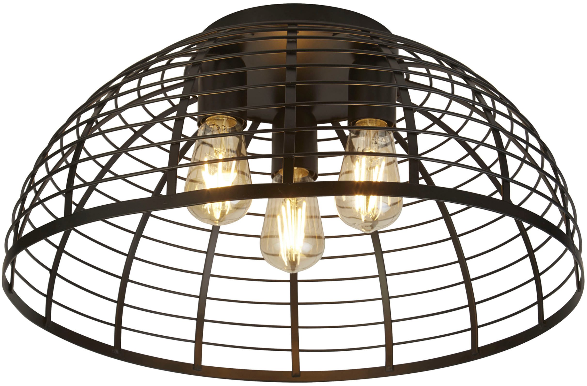 Searchlight Deckenleuchte Vision Cage 3Lt Deckenleuchte - Mattschwarzes Metall, ohne Leuchtmittel