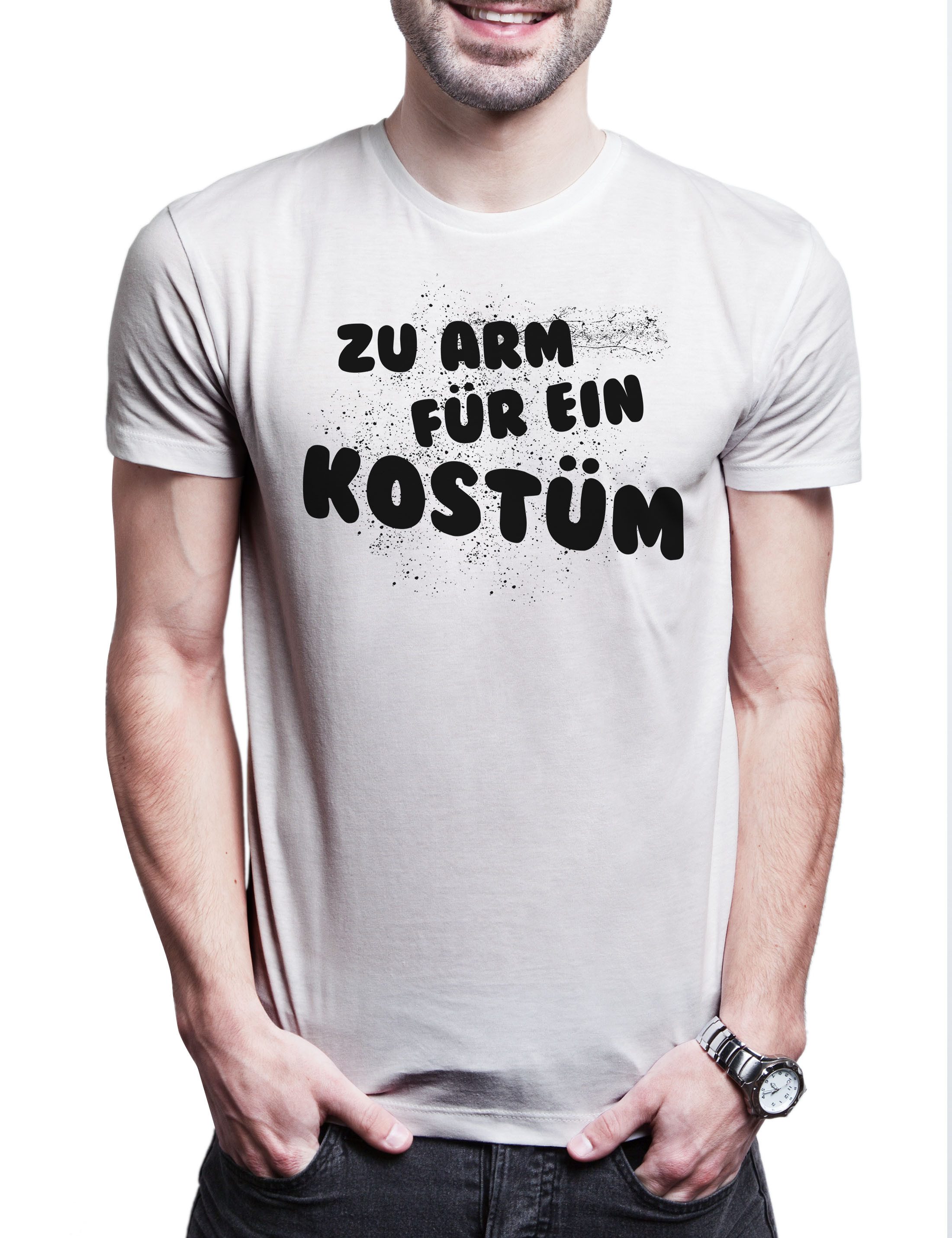 Print-Shirt Zu Arm Für Ein Kostüm Herren T-Shirt Bettler Verkleidung Fastnacht