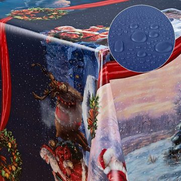 laro Tischdecke Wachstuch-Tischdecken Abwaschbar Weihnachtsmann Nordpol rechteckig