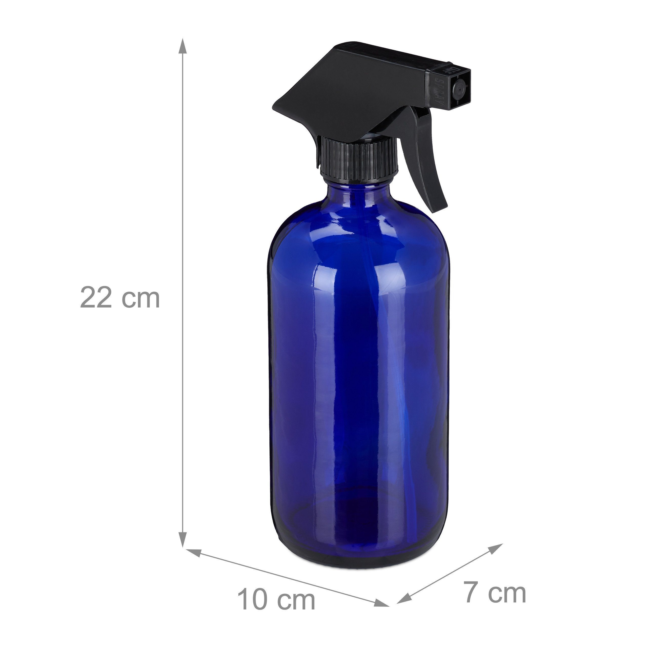 relaxdays Sprühflasche 8 x Sprühflasche Glas Blau