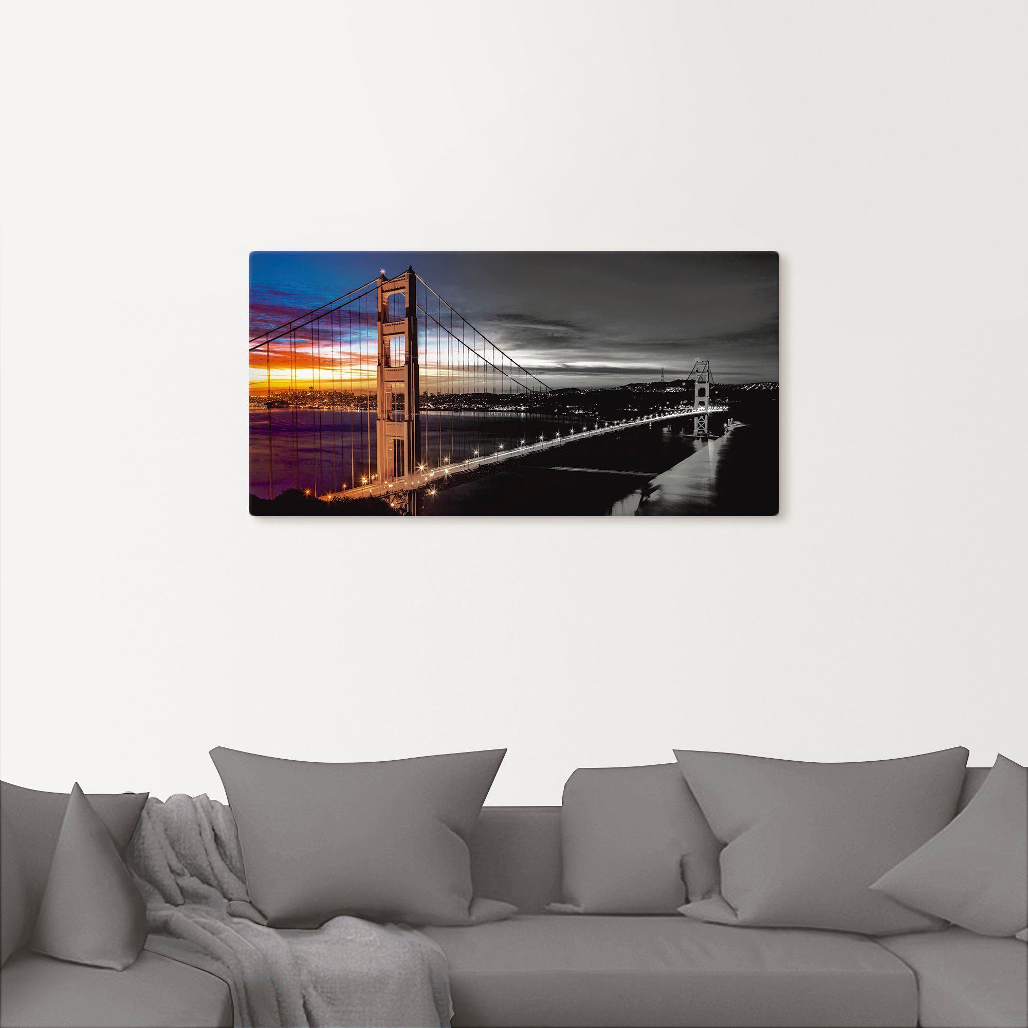 Wandbild Brücken Wandaufkleber Artland versch. St), Alubild, in oder Golden Gate als Bridge, The Poster Leinwandbild, Größen (1