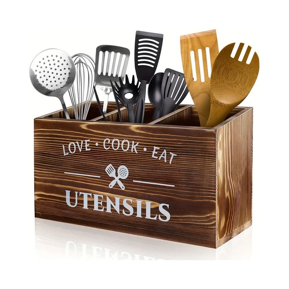 PODOFO Besteckhalter Küchenutensilienhalter für Arbeitsplatte, Echtholz mit günstig online kaufen