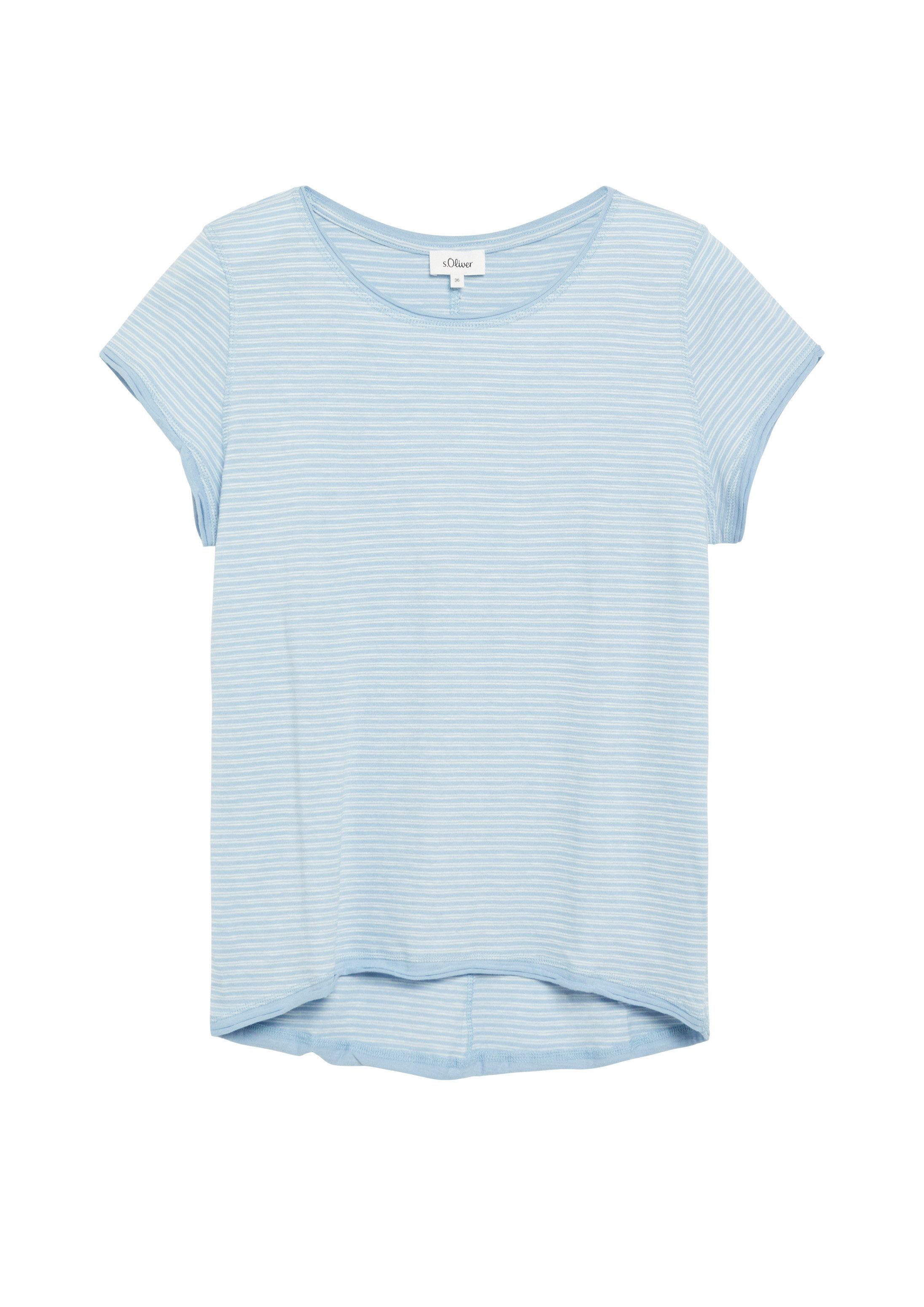s.Oliver Kurzarmshirt T-Shirt Flammgarn-T-Shirt mit Rollkante