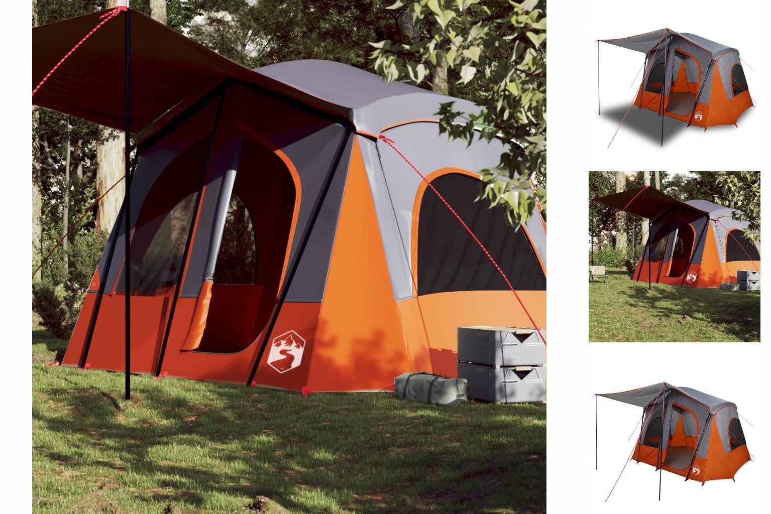 vidaXL Vorzelt Campingzelt 5 Personen Grau und Orange Wasserdicht