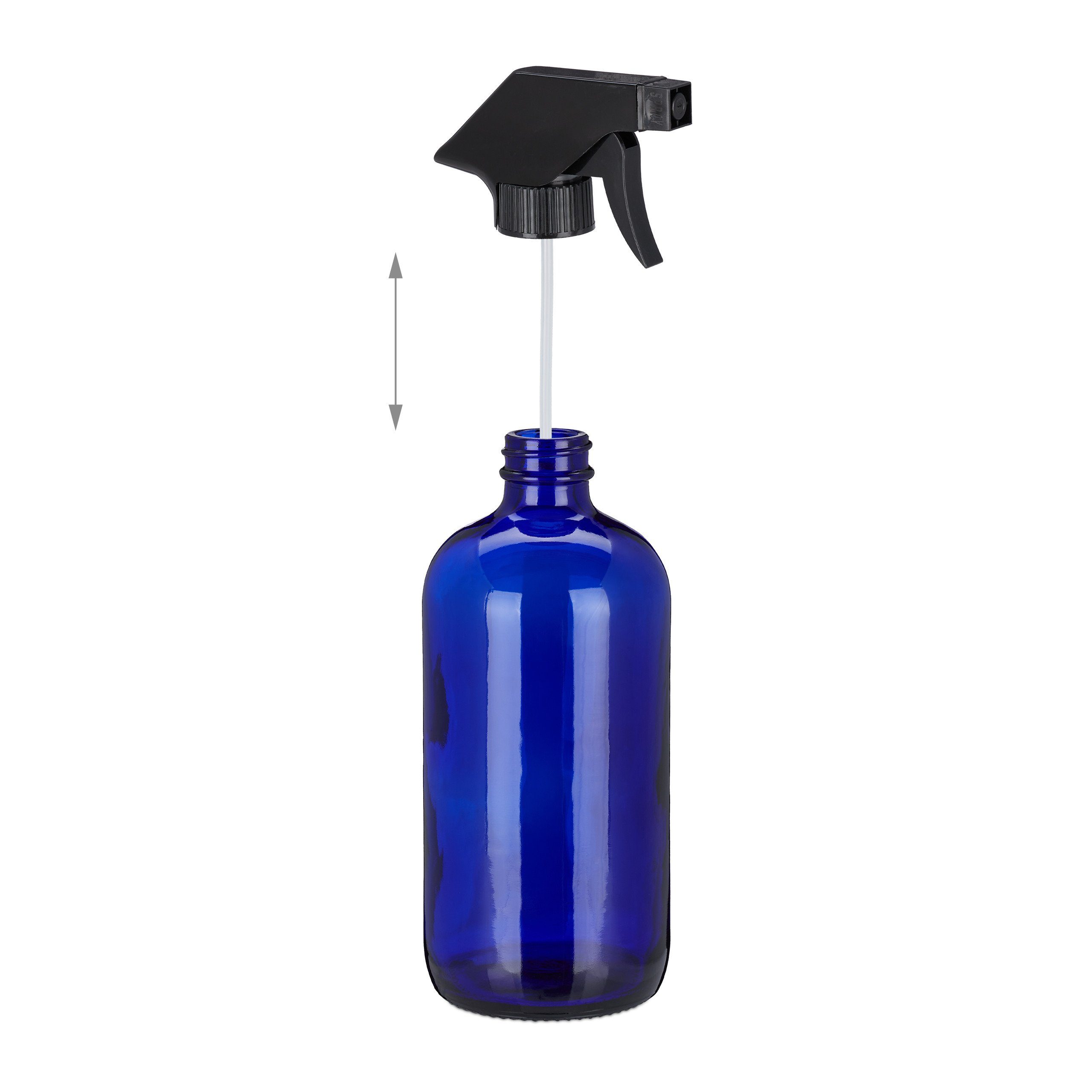 relaxdays Sprühflasche 8 x Sprühflasche Glas Blau