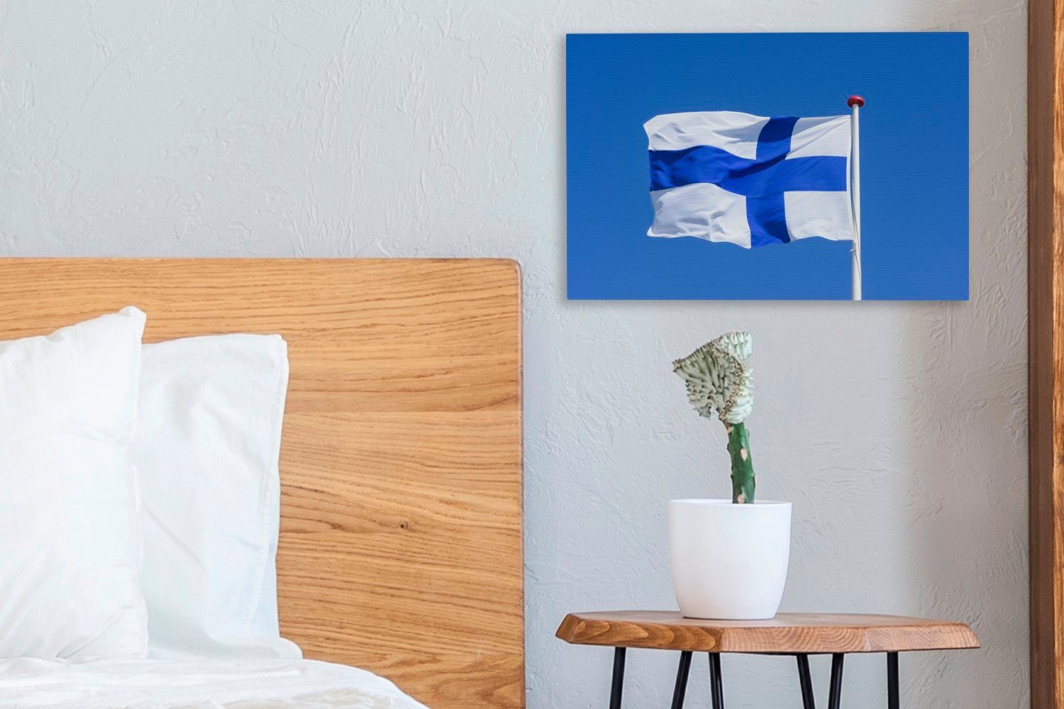 Wanddeko, Flagge (1 St), OneMillionCanvasses® cm Leinwandbilder, Himmel, blauen Leinwandbild Wandbild am Aufhängefertig, Finnische 30x20