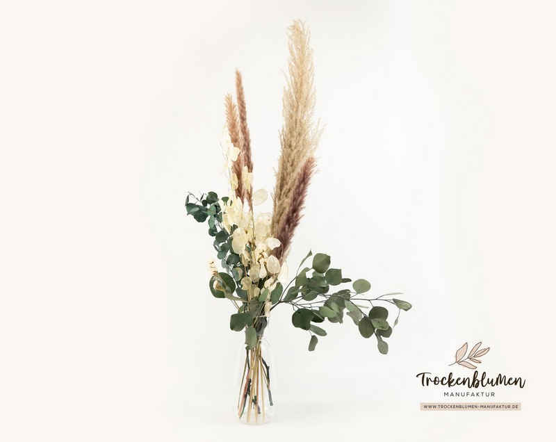 Trockenblume Trockenblumenstrauß “FERNWEH” Pampasgras, Eukalyptus, Limonium,Silberblatt, FlowerBar by Trockenblumen-Manufaktur