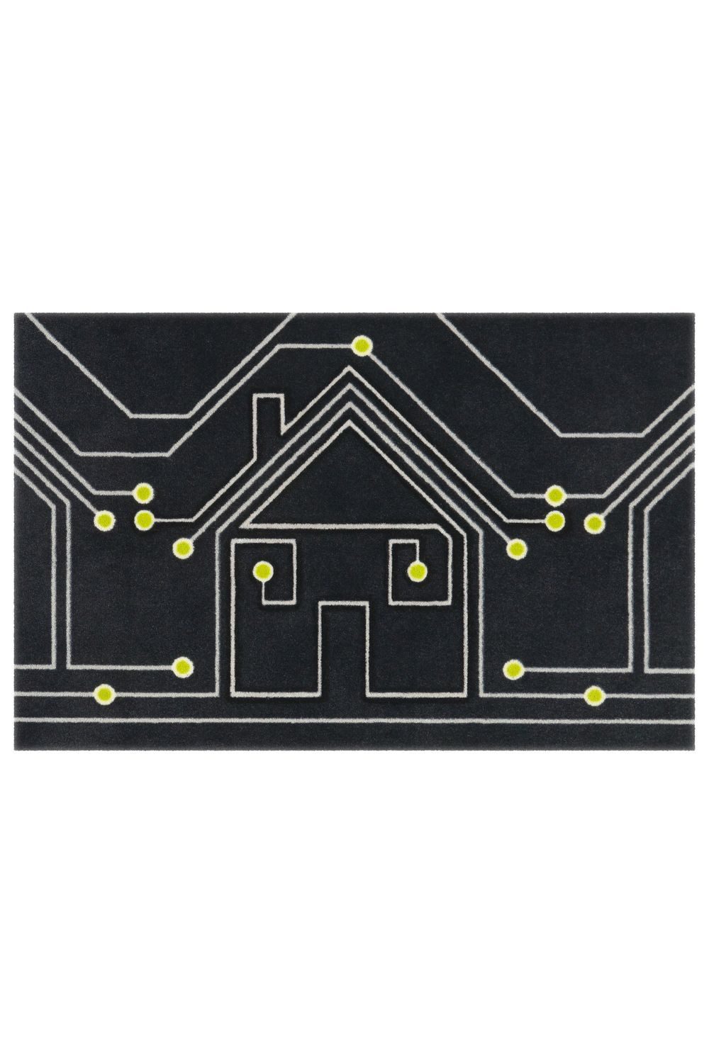 Teppich Boss Teppich Kurzflor Teppich Lara Mat 60 - Anthrazit / Weiß / Gelb, rechteckig, Höhe: 9 mm