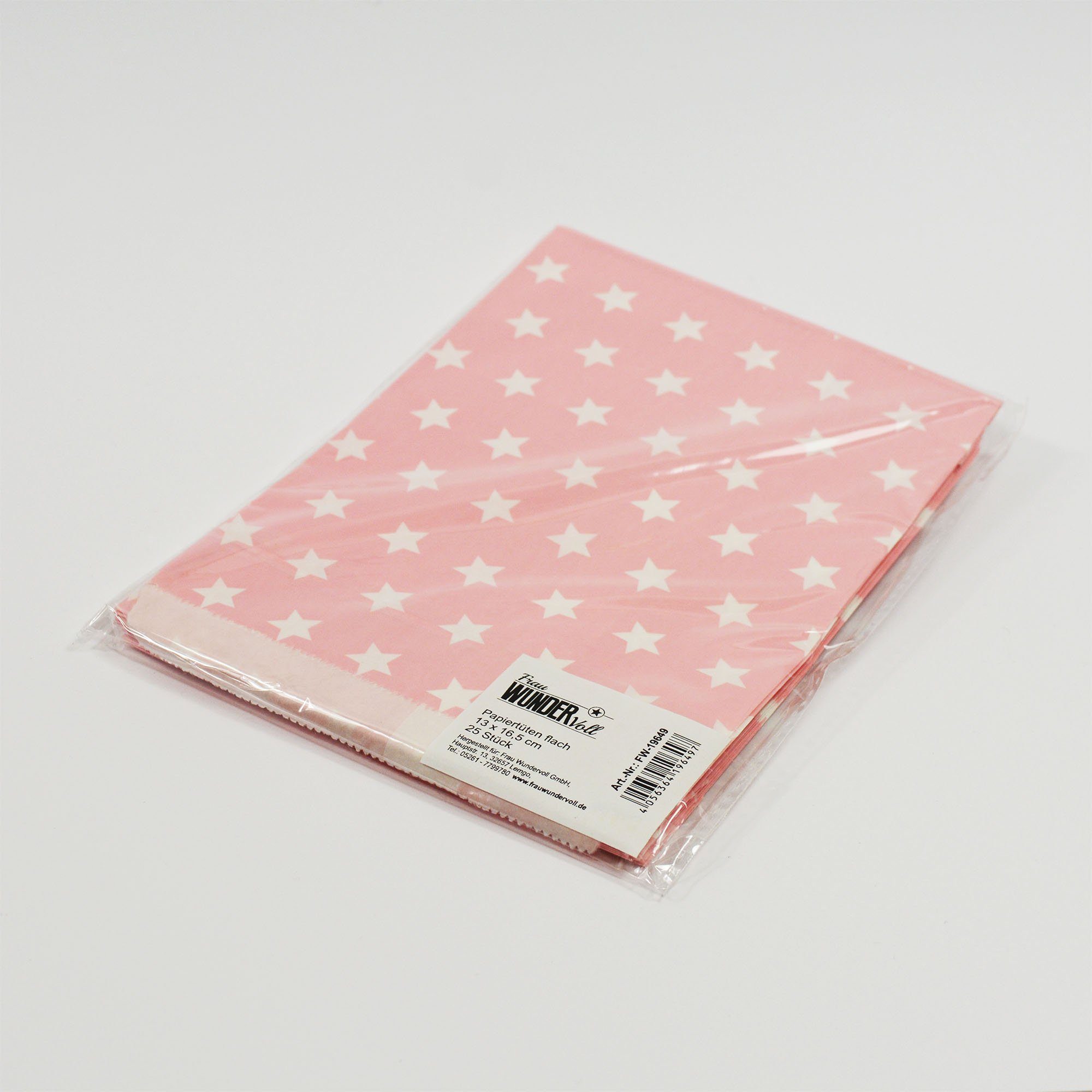 Frau WUNDERVoll Papierdekoration Papiertüten - weiße Sterne rosa