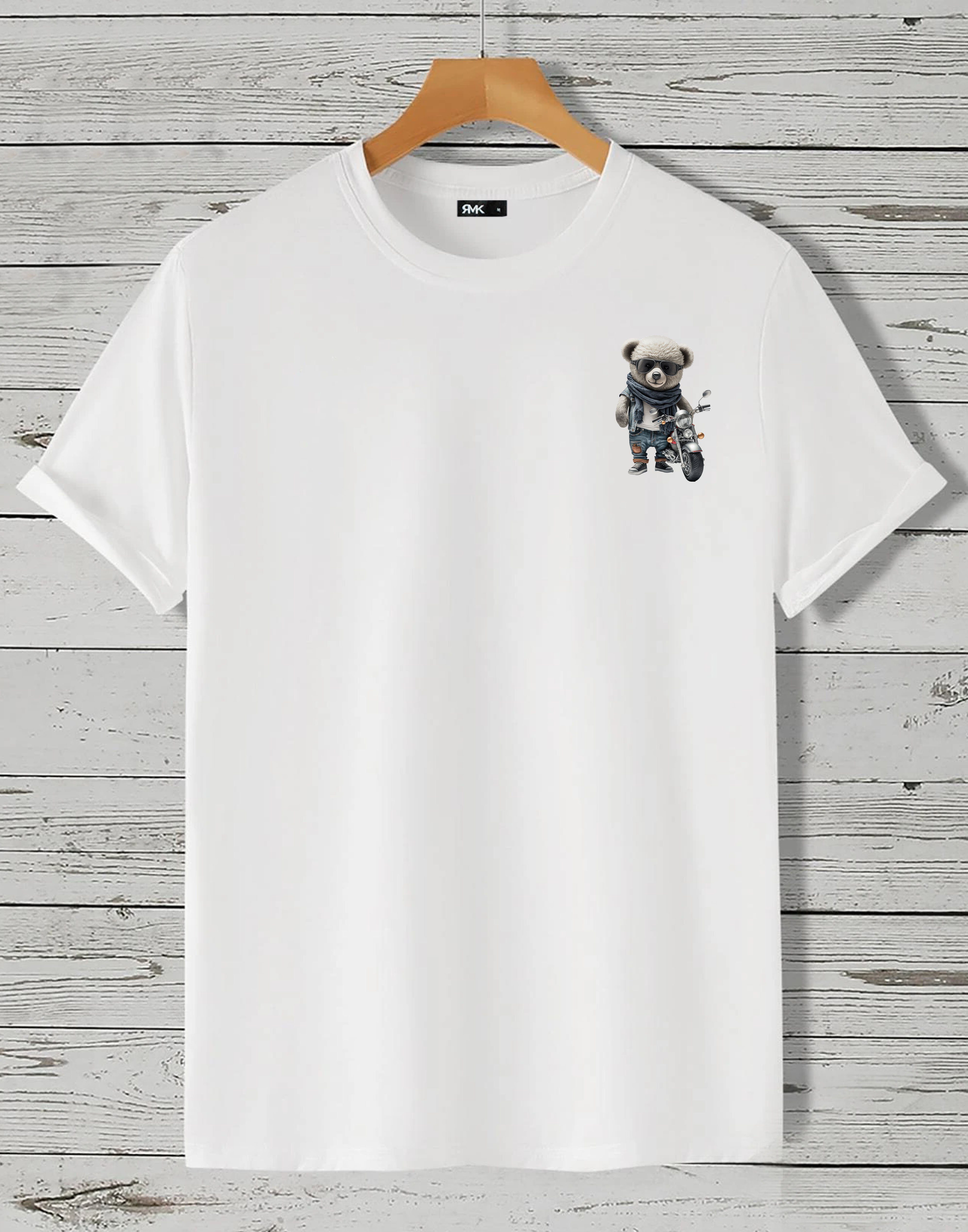 RMK T-Shirt Herren T-Shirt Rundhals mit Teddybär Motorrad günstig online kaufen