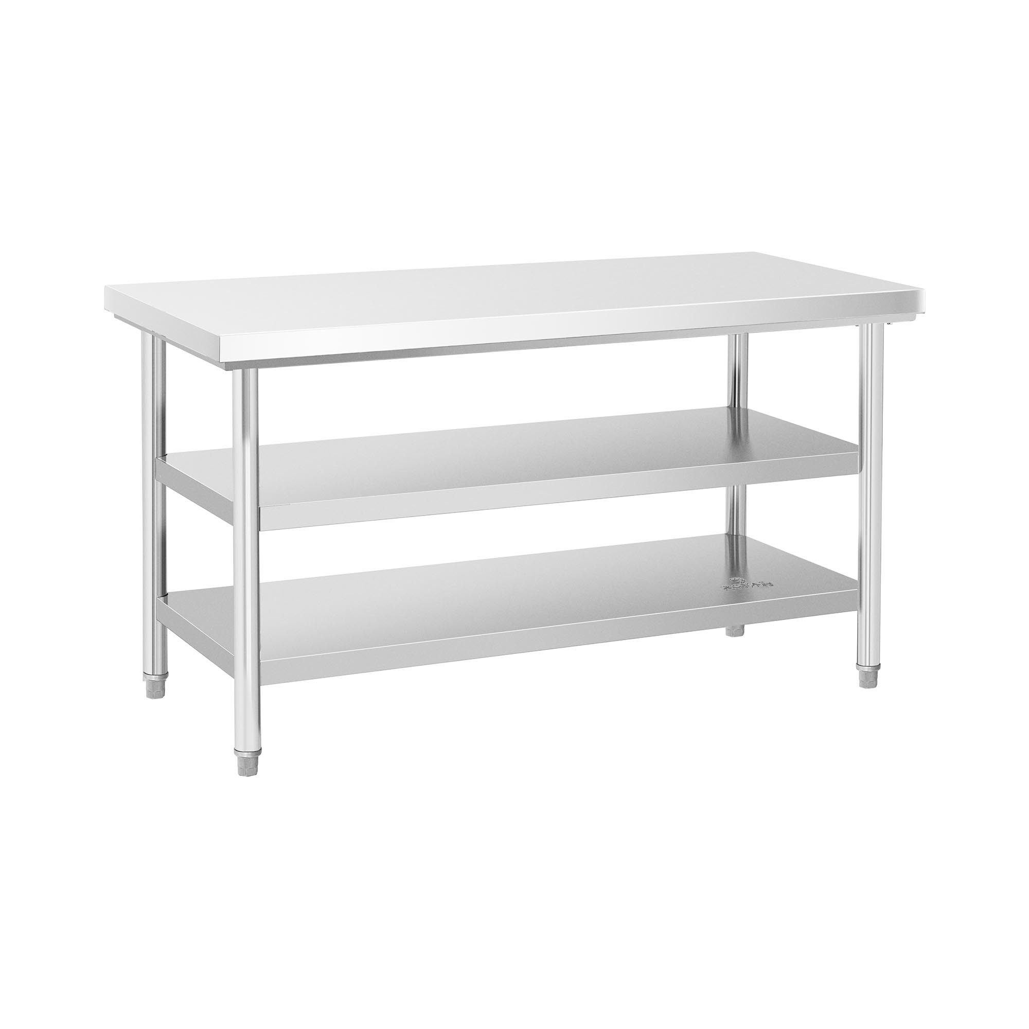Royal Catering Arbeitstisch 150 x 70 cm Edelstahltisch 500 kg Edelstahl Zerlegetisch 3 Ebenen, verschiedene Größen
