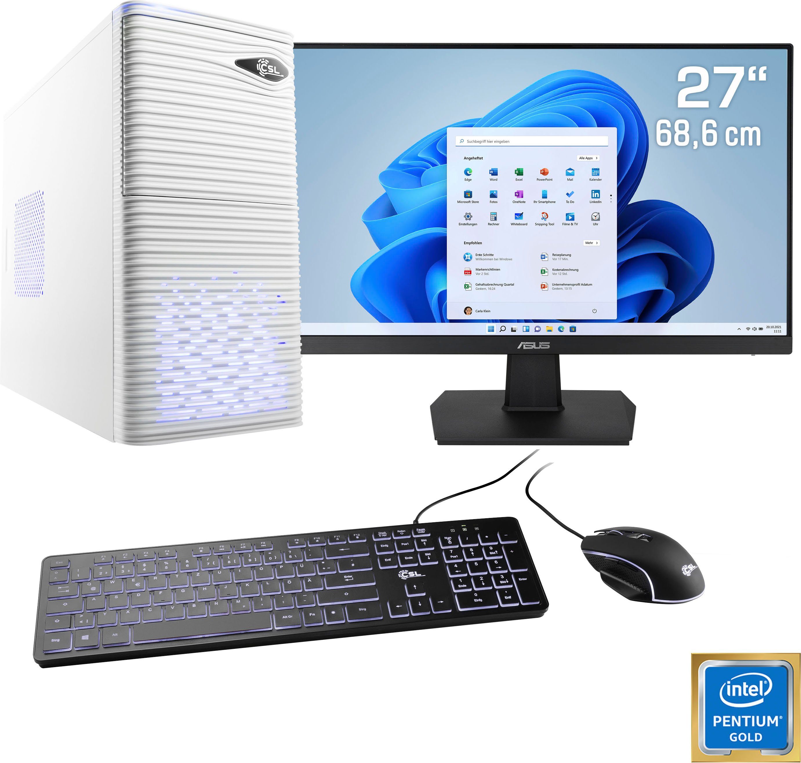 CSL Speed V21111 PC-Komplettsystem (27", Intel® Pentium Gold G6400, 16 GB RAM, 1000 GB SSD)