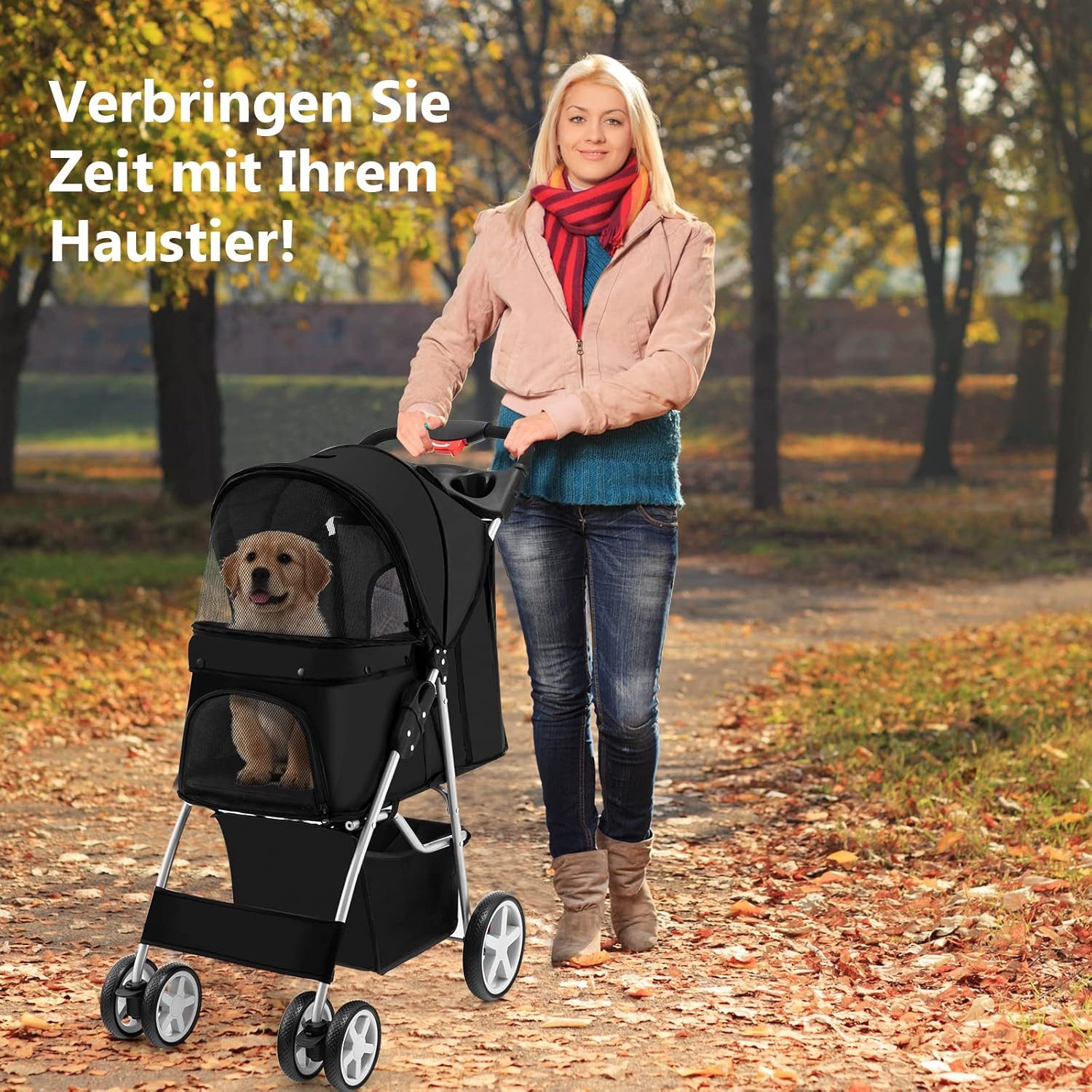 KOMFOTTEU Hundebuggy Fahrradhundeanhänger klappbar, mit Korb günstig online kaufen