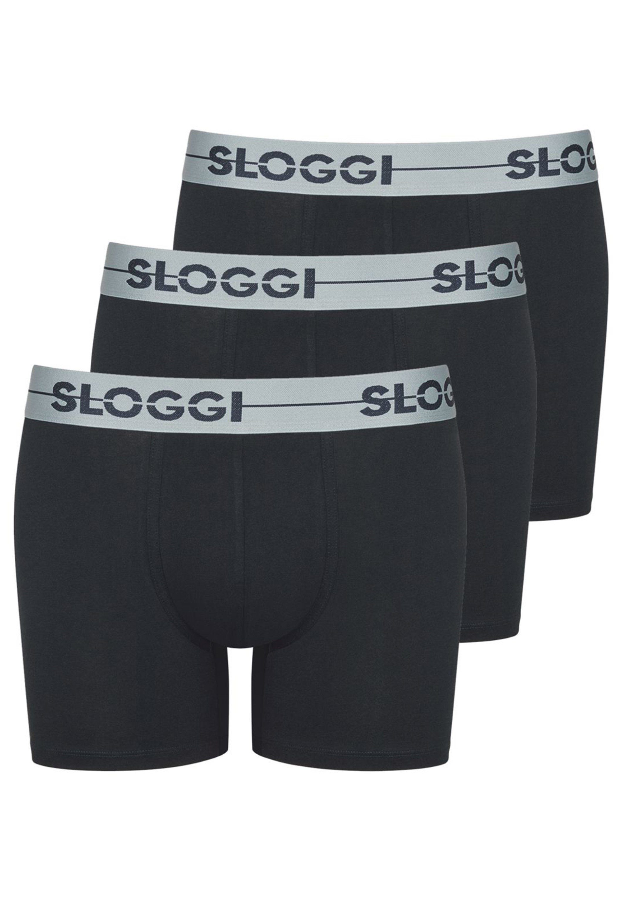 Sloggi Retro Boxer 3er Pack Go (Spar-Set, 3-St) Long Short / Pant - Baumwolle - Ohne Eingriff - Perfekter Sitz Schwarz