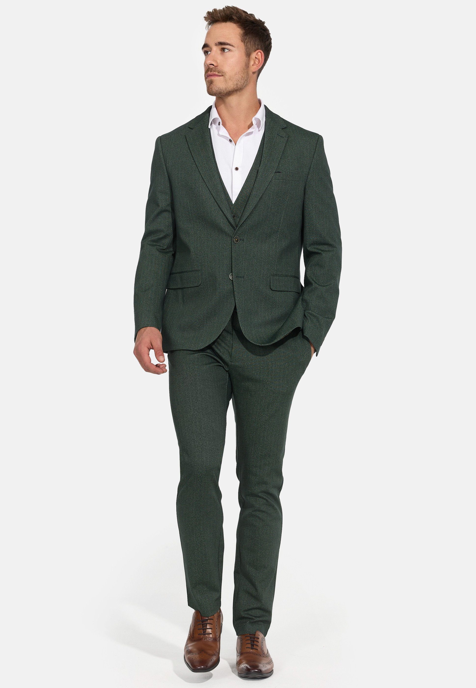 Oscar Anzugsakko Herringbone Green Jeff