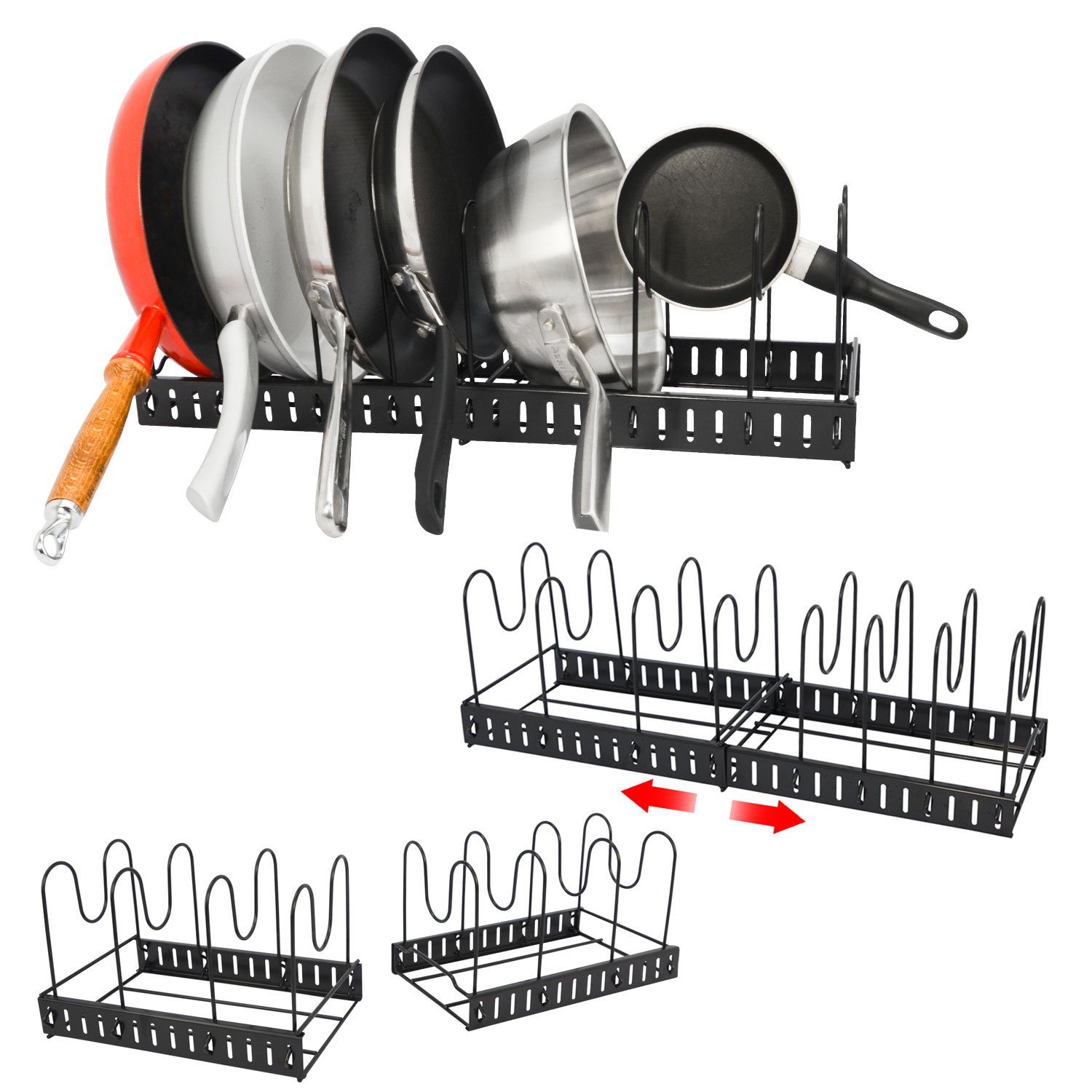 XL Teleskop Regal, Topf Organizer Regal Topfdeckel Pfannen Küchenregal 30-57cm Schublade eyepower