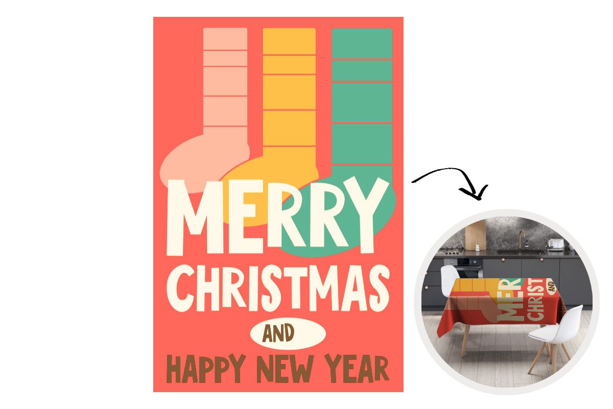 MuchoWow Tischdecke Weihnachtssocken - Illustration - Weihnachten - Zitate - Sprichwörter, Gartentischdecke und indoor, Wetterfest, Abwaschbar, 150x220 cm
