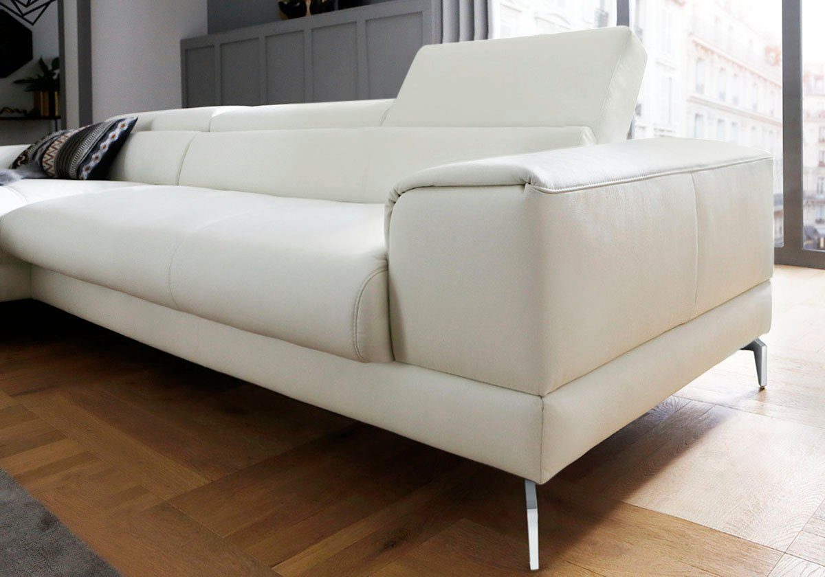 W.SCHILLIG Ecksofa piedroo, Designsofa mit tollem Sitzkomfort, elegant und bequem, L-Form, Kopfteilverstellung, wahlweise mit Sitztiefenverstellung, Breite 343cm