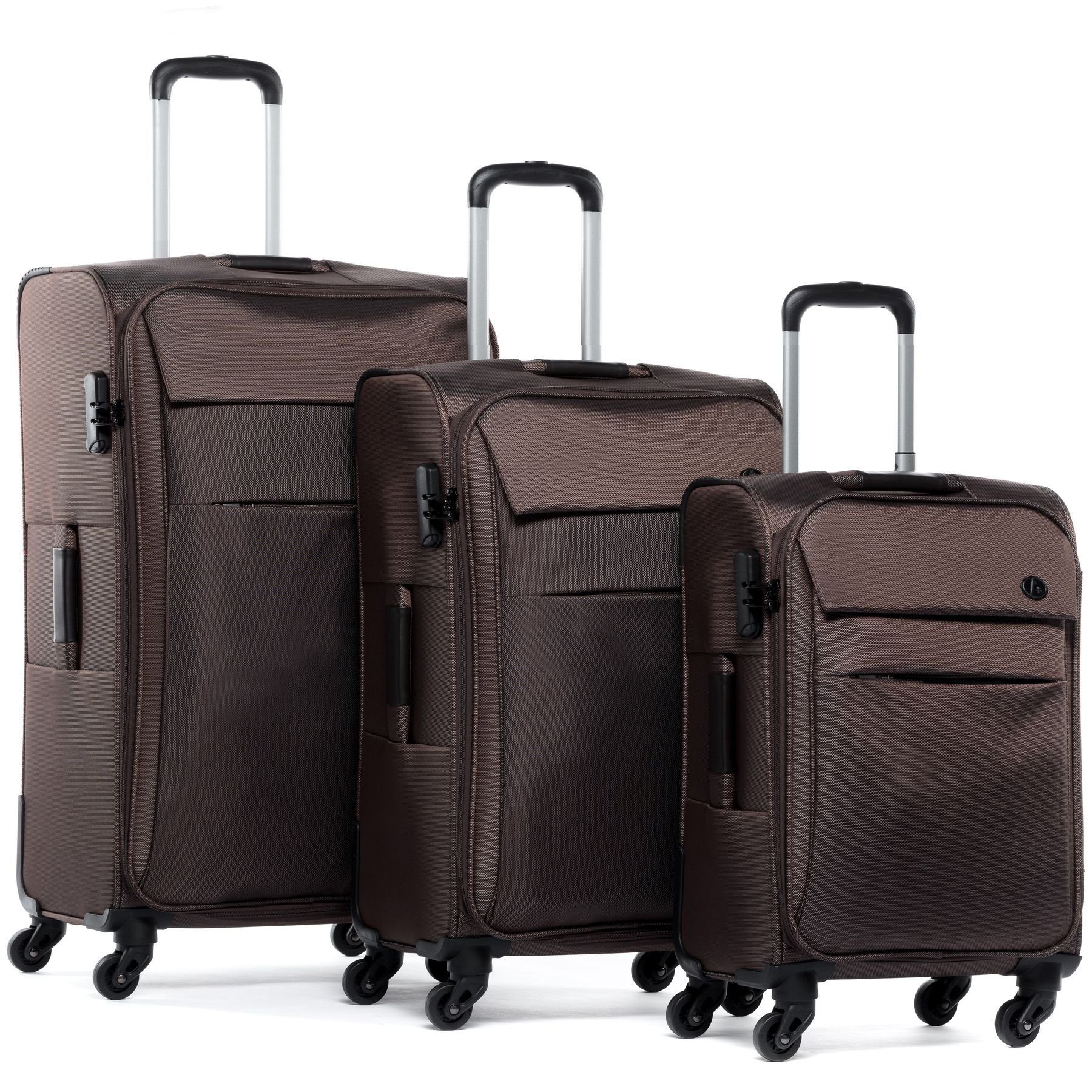 FERGÉ Kofferset Weichschale 3 teilig Koffer Set Calais, 4 Rollen, (3er Kofferset stabil und leicht mit Zahlenschloß, 3 tlg., Hartschalen-Trolley Set 3 Größen Handgepäck Koffer M XL), Trolley 3er Koffer Set, Reisekoffer 4 Rollen, Premium Rollkoffer