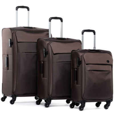 FERGÉ Kofferset 3 teilig Weichschale Calais, Trolley 3er Koffer Set, Reisekoffer 4 Rollen, Premium Rollkoffer