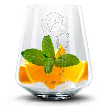 Mr. & Mrs. Panda Cocktailglas Blume Mohnblume - Transparent - Geschenk, Frühlings Deko, Cocktail Gl, Premium Glas, Laser-Gravierte Motive